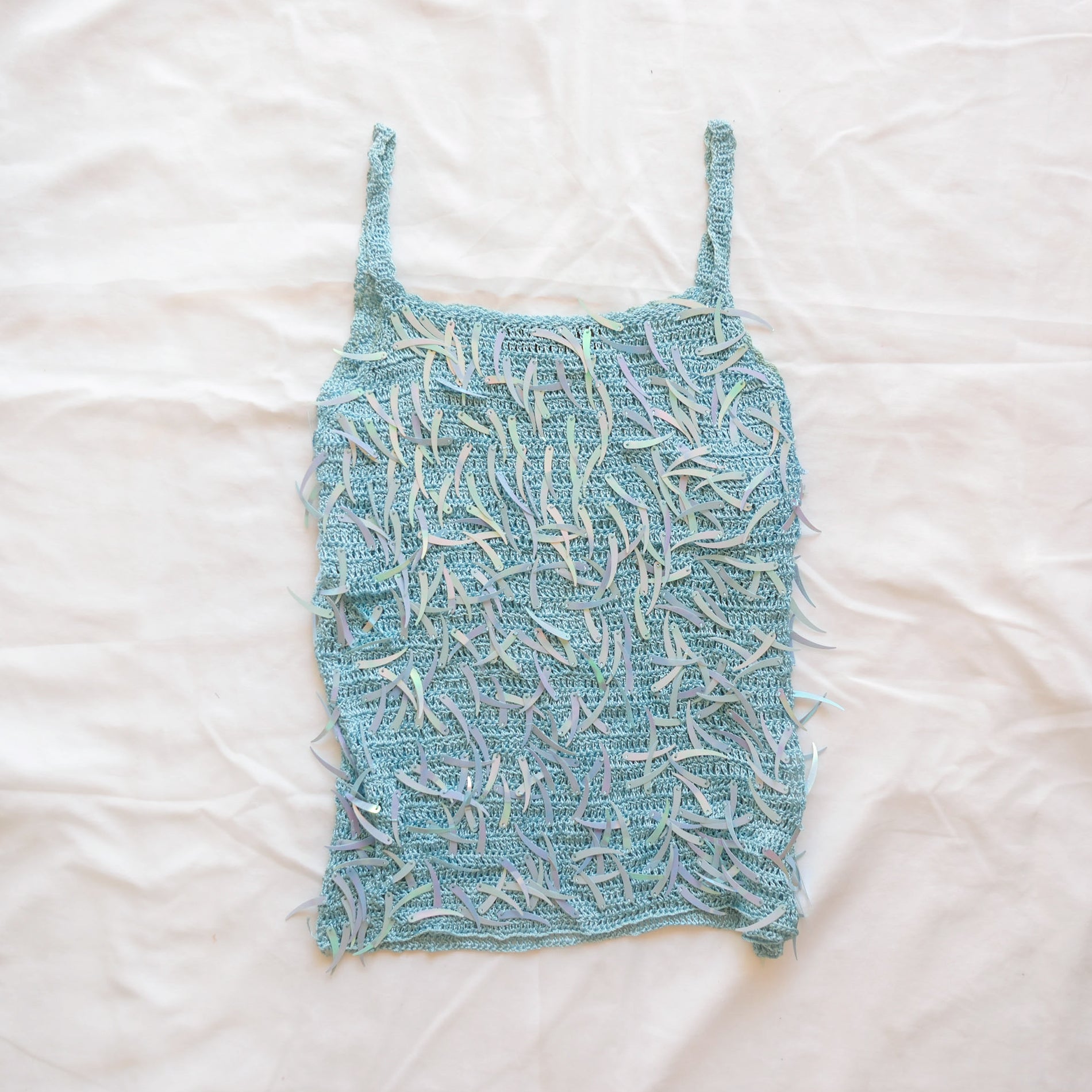 Vintage Crochet Sequins Crop Top