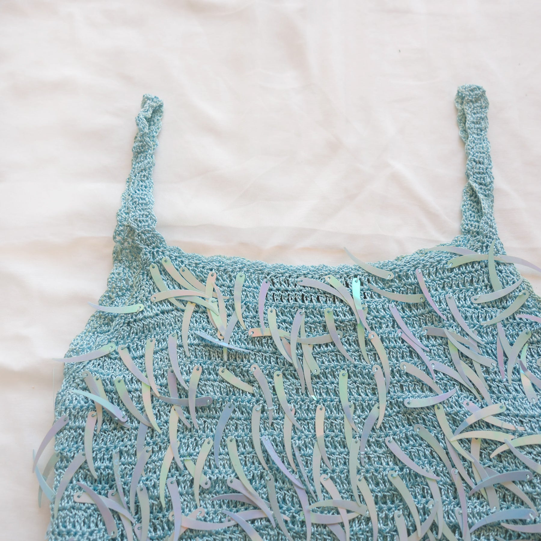 Vintage Crochet Sequins Crop Top