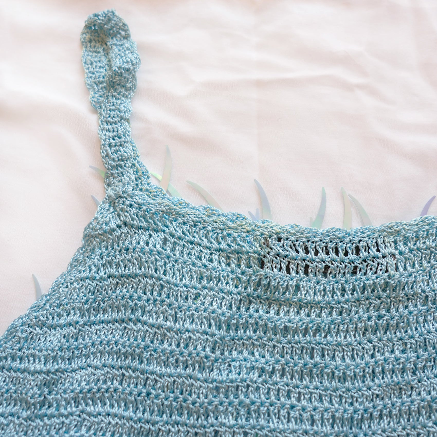 Vintage Crochet Sequins Crop Top