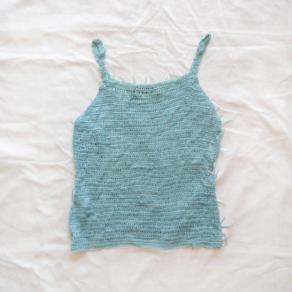Vintage Crochet Sequins Crop Top