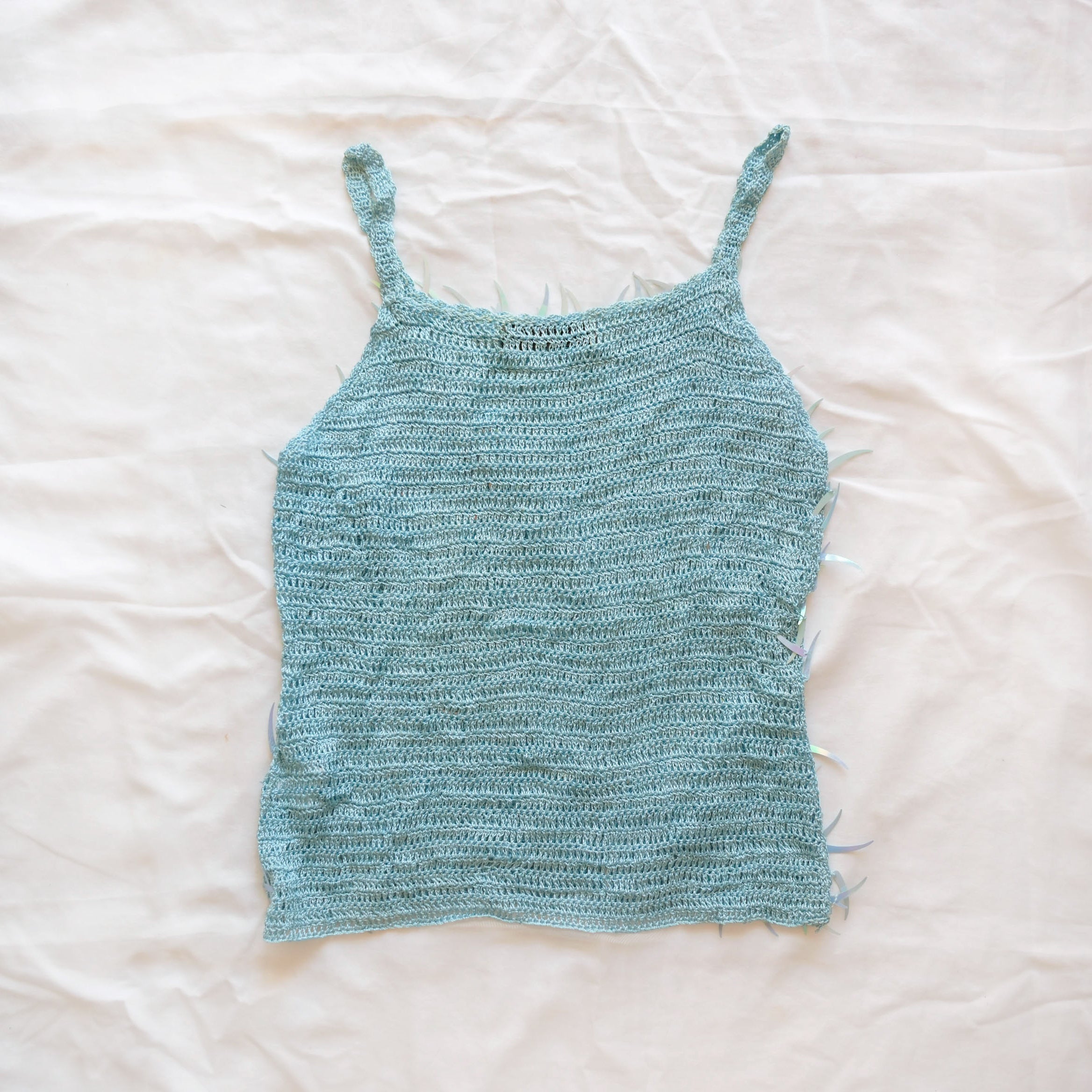 Vintage Crochet Sequins Crop Top