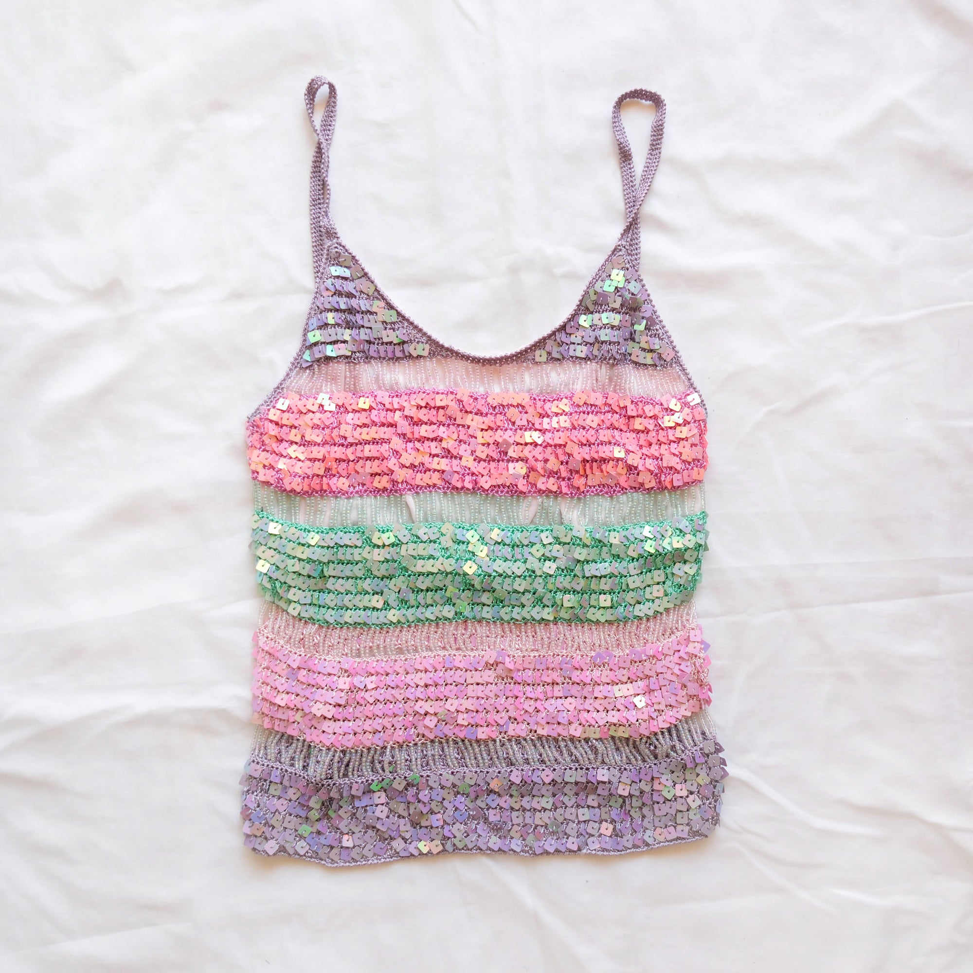 Vintage Rare Crochet Sequins Tank Top