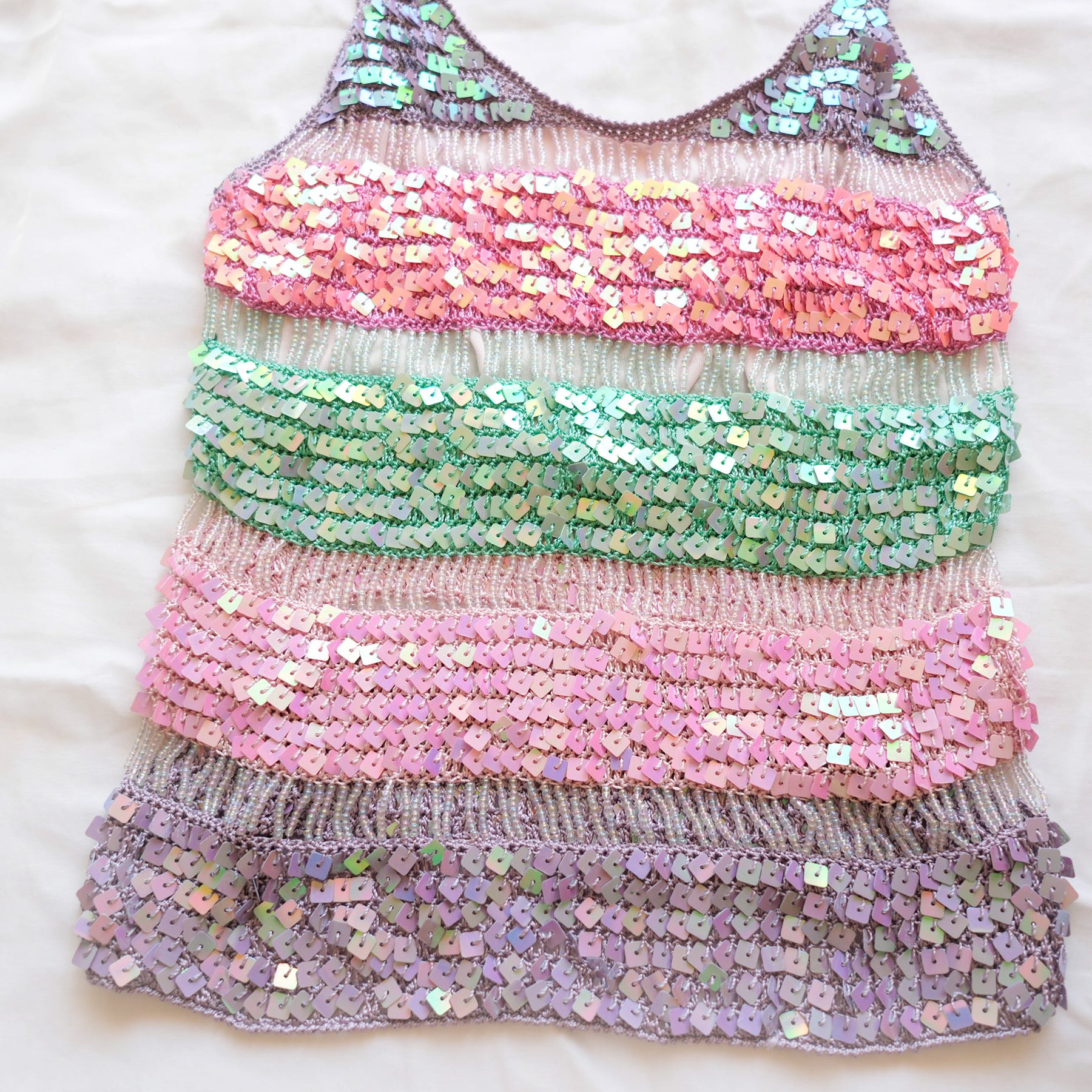 Vintage Rare Crochet Sequins Tank Top