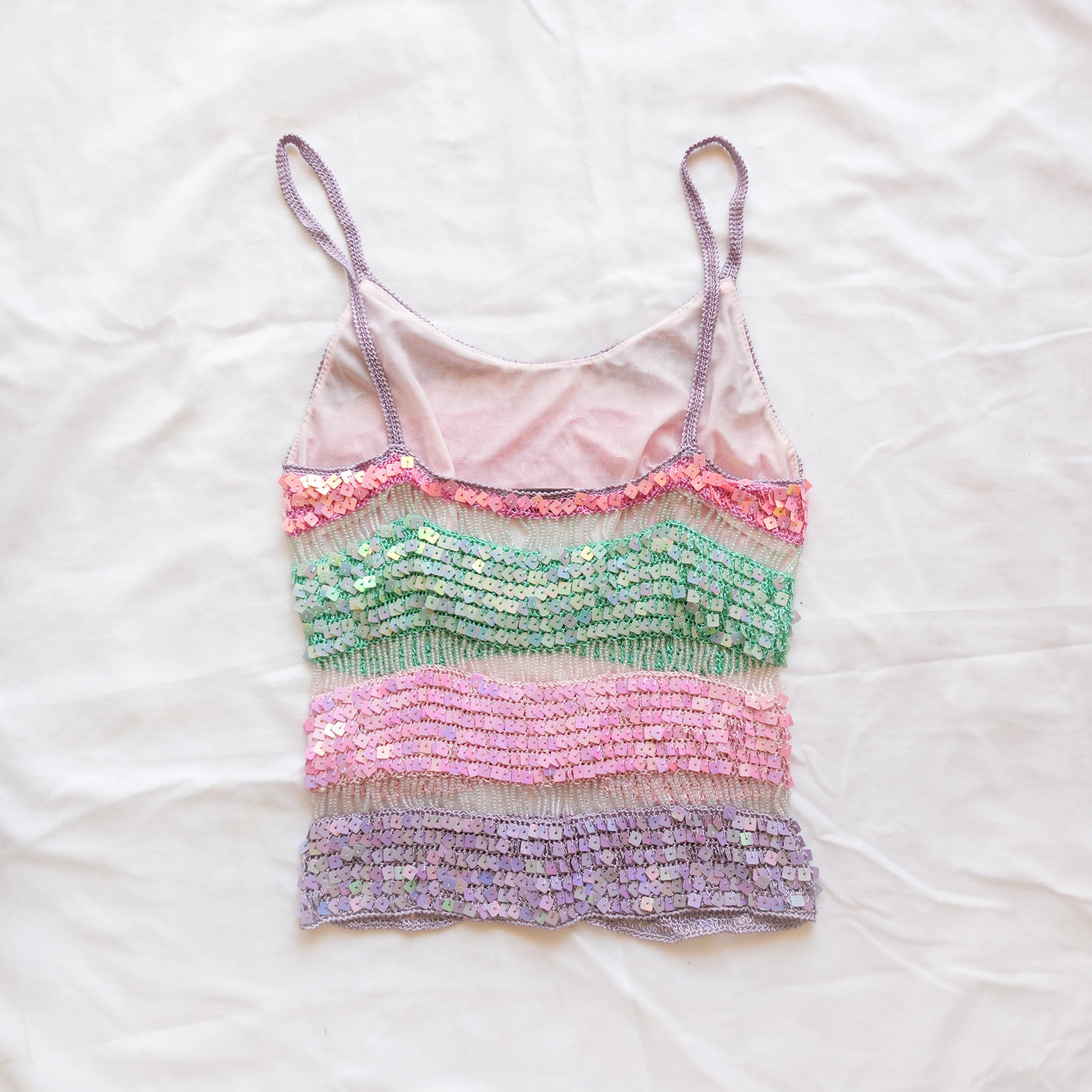 Vintage Rare Crochet Sequins Tank Top
