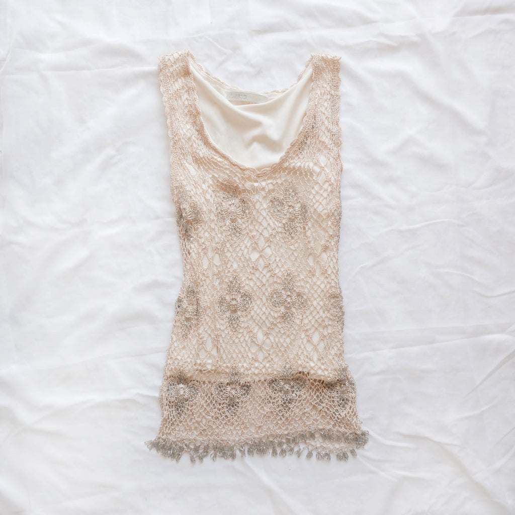 Vintage Beaded Crochet Tank Top Tunic