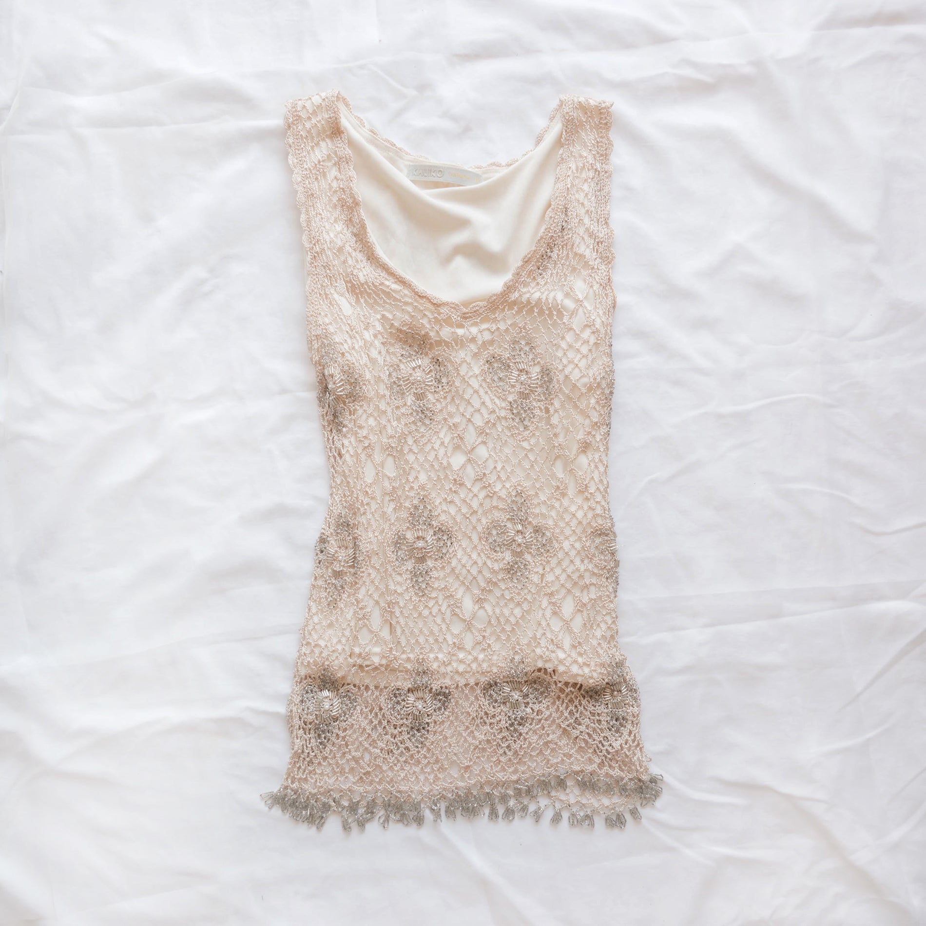 Vintage Beaded Crochet Tank Top Tunic