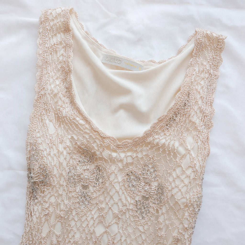 Vintage Beaded Crochet Tank Top Tunic