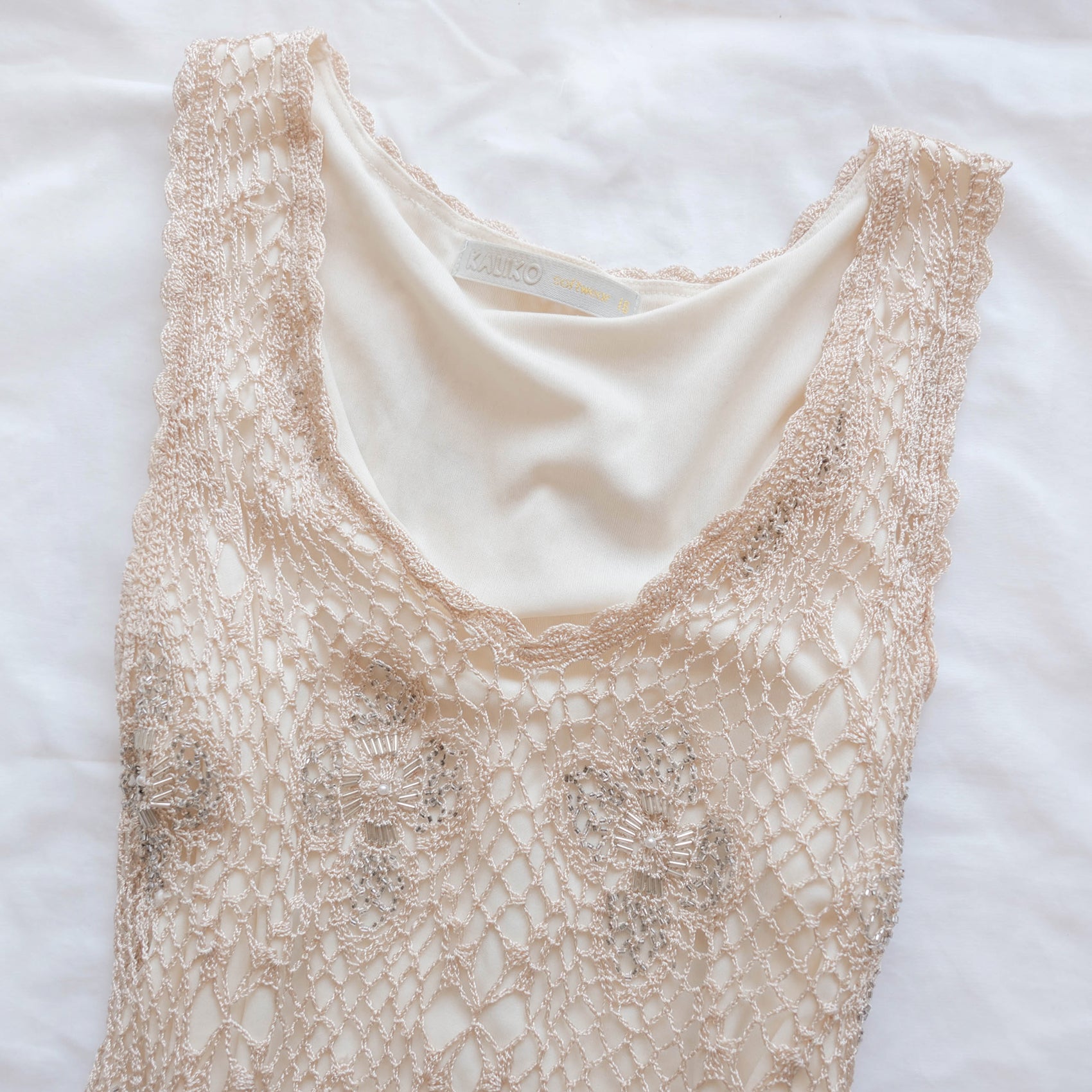 Vintage Beaded Crochet Tank Top Tunic