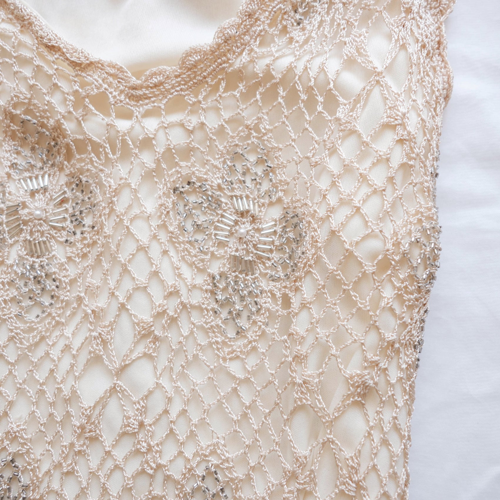 Vintage Beaded Crochet Tank Top Tunic