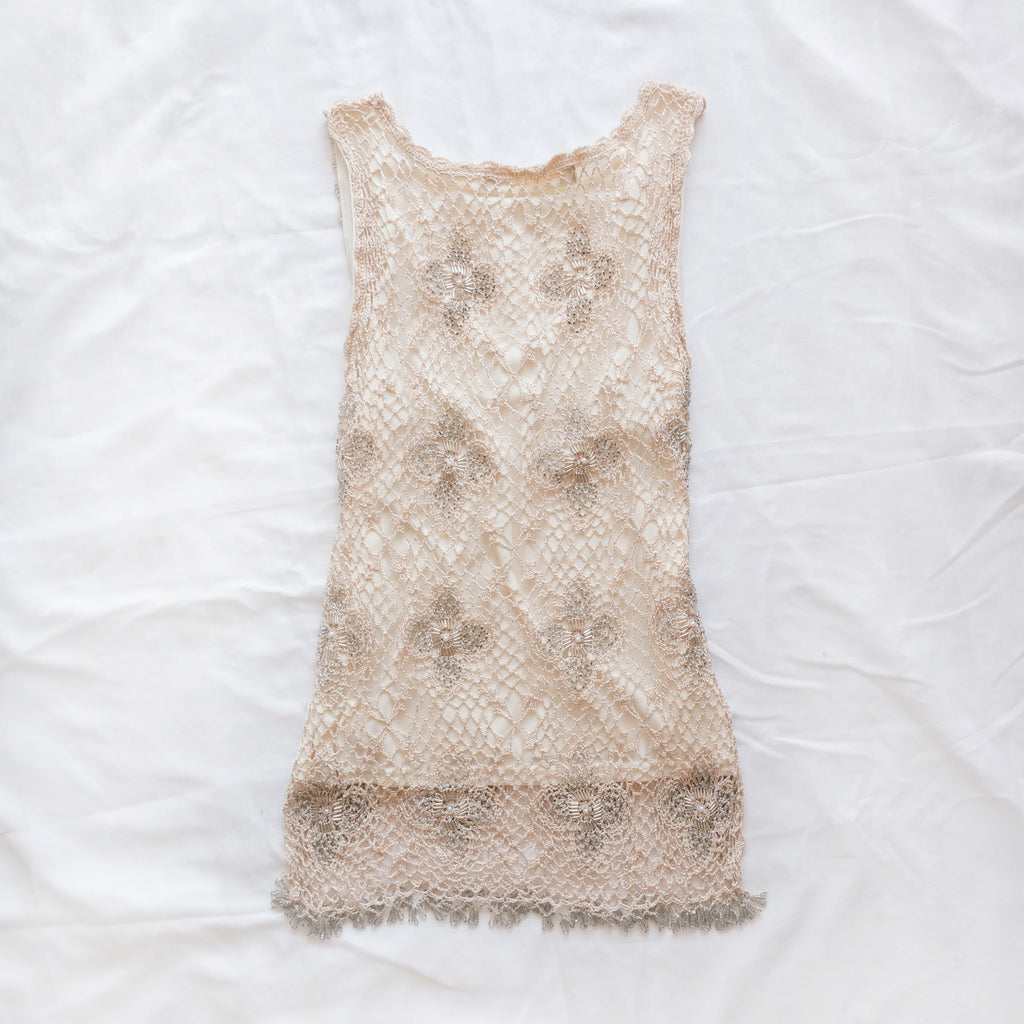 Vintage Beaded Crochet Tank Top Tunic