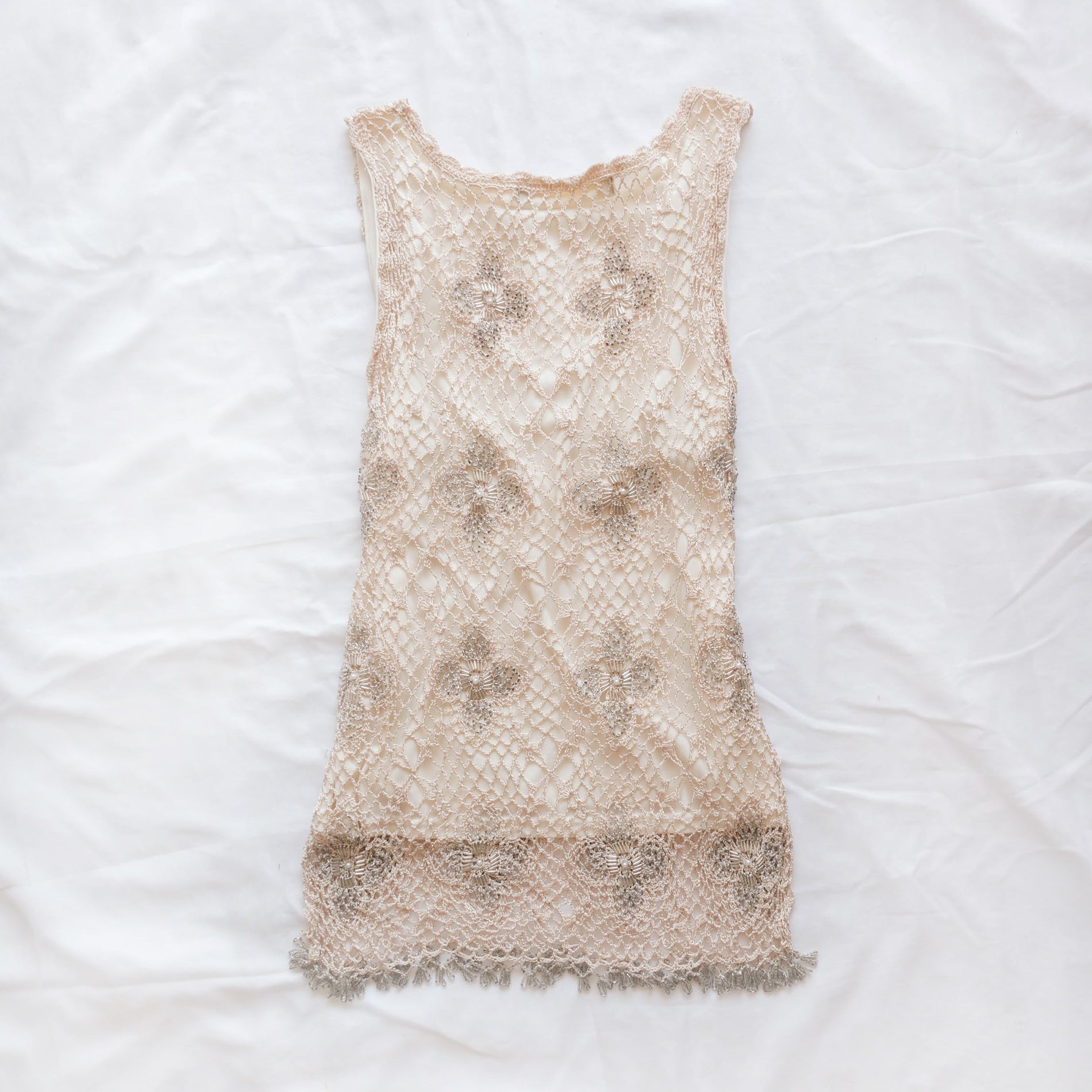 Vintage Beaded Crochet Tank Top Tunic