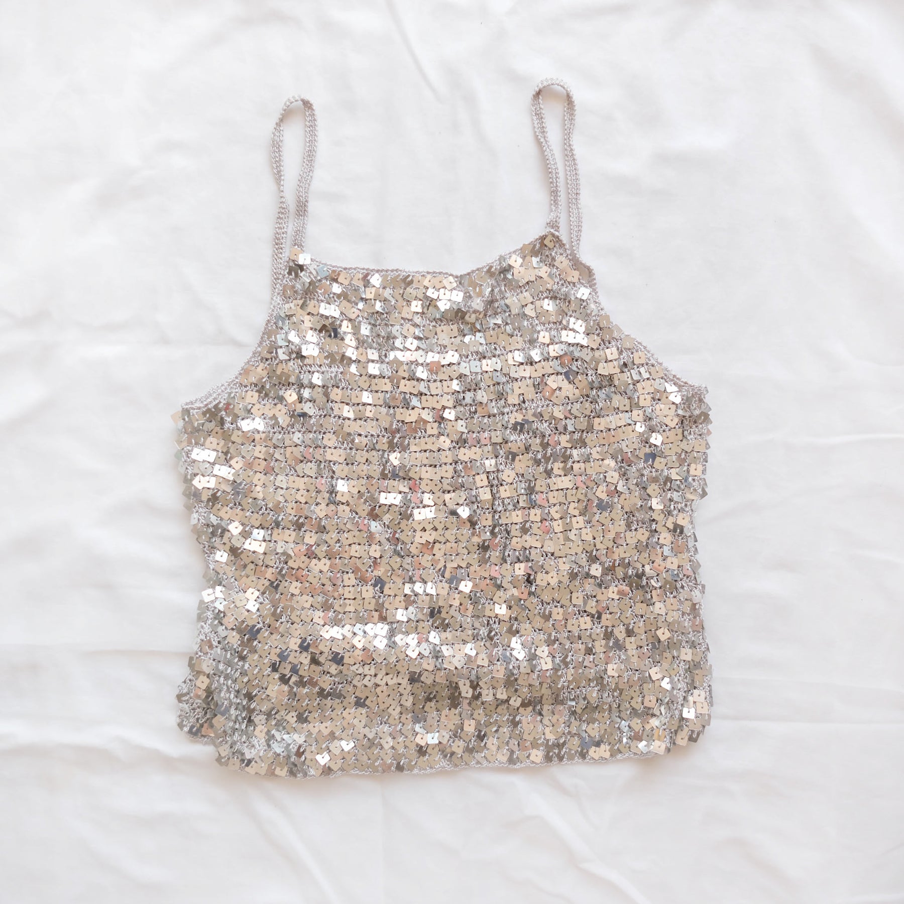 Vintage Sequins Crochet Crop Top