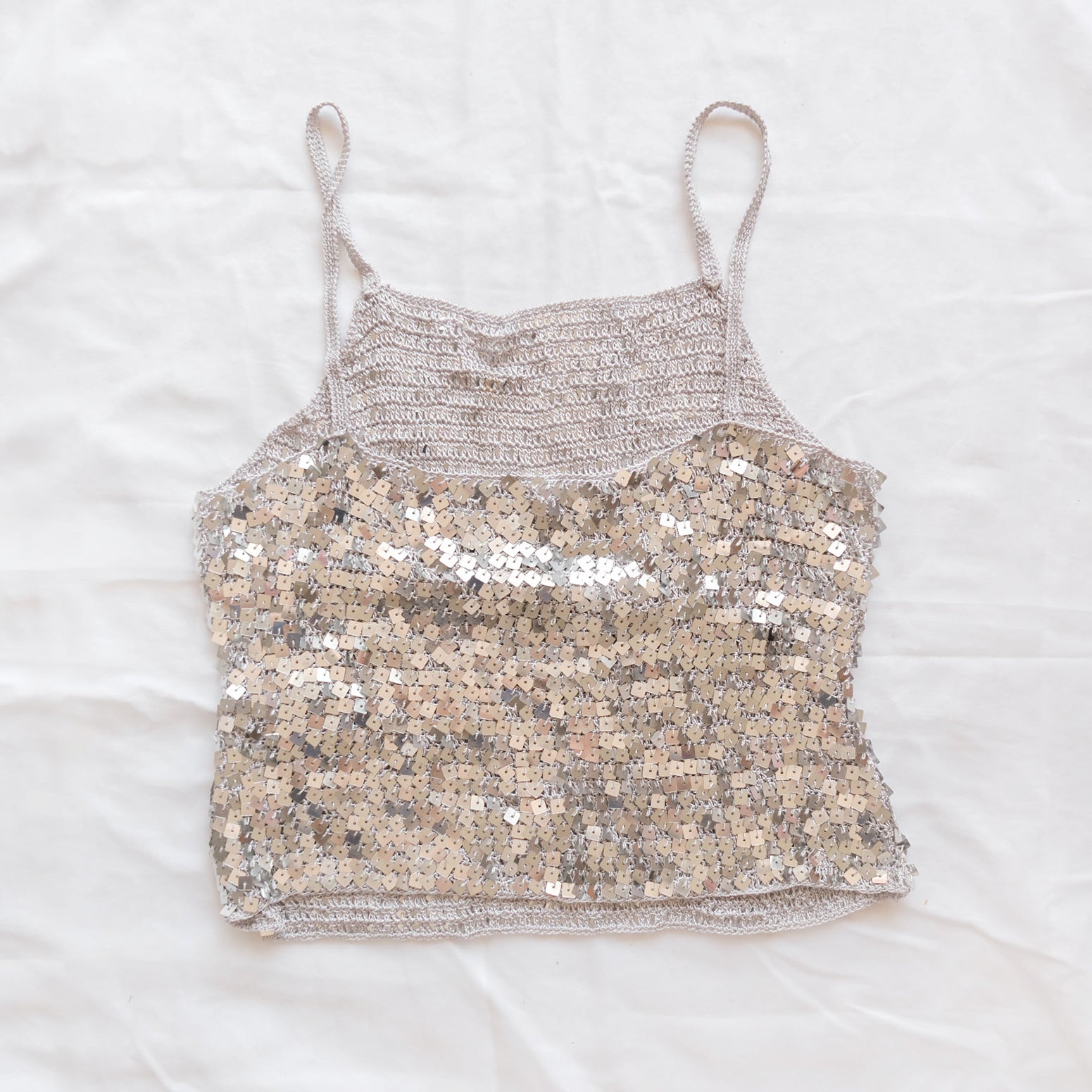 Vintage Sequins Crochet Crop Top