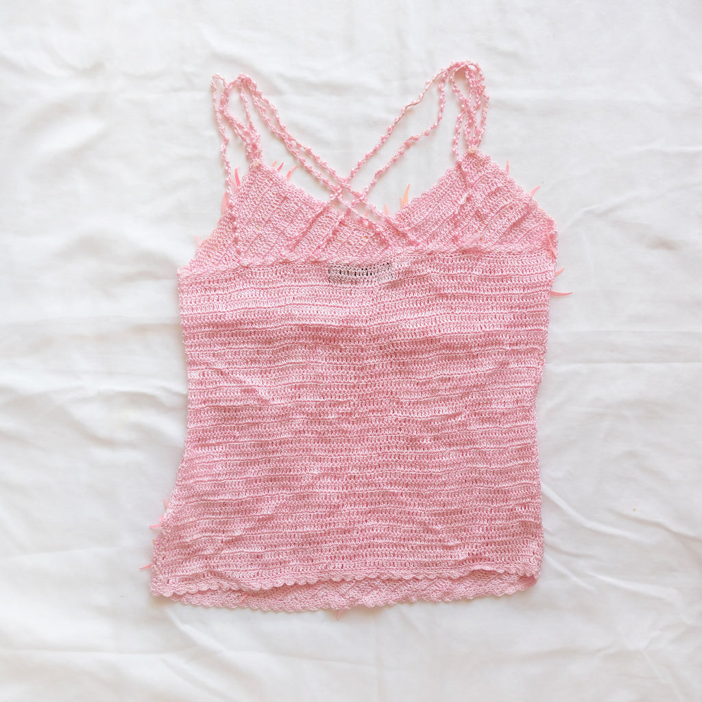 Vintage Crochet Sequins Multi Straps Cami Top