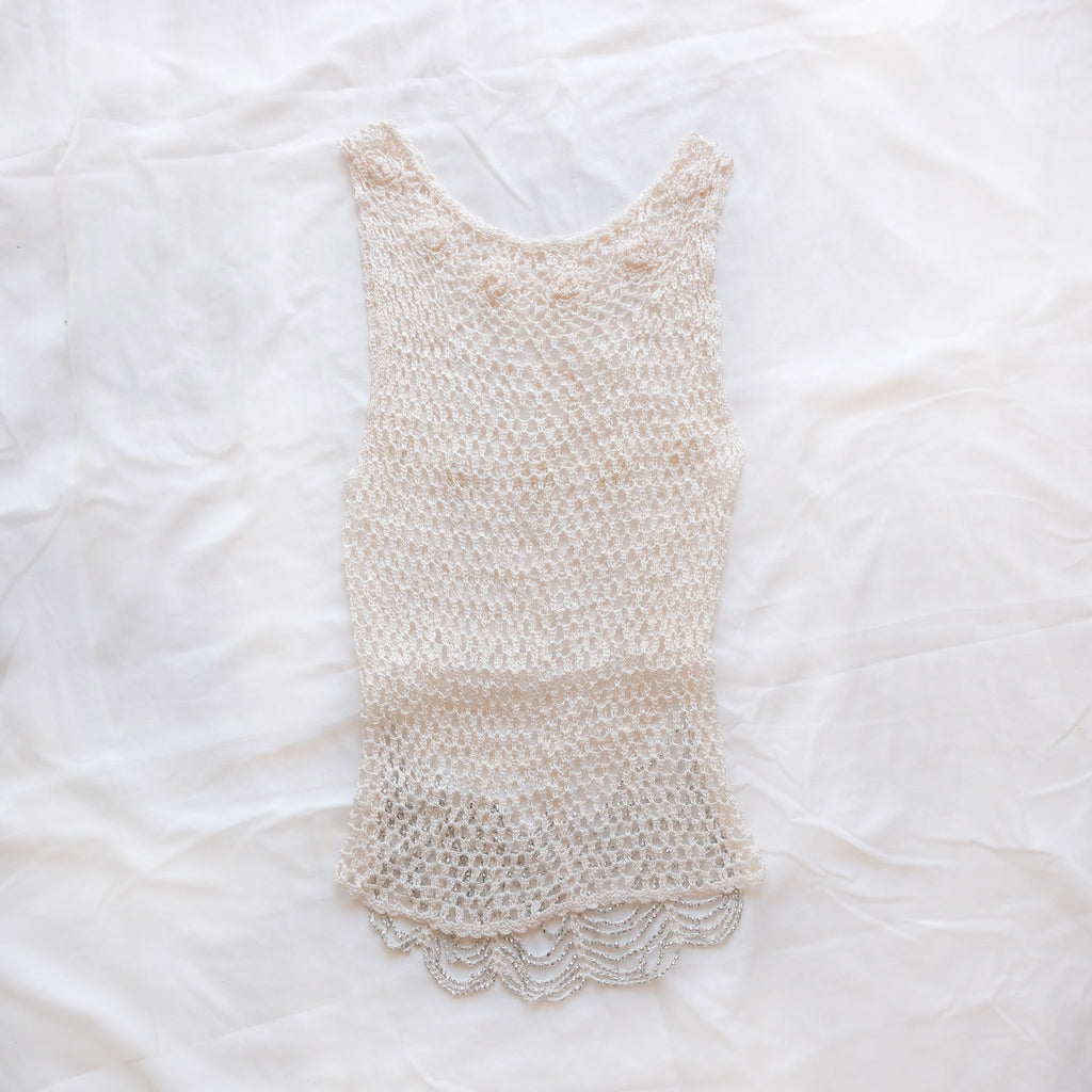 Vintage Sequins Crochet Tank Top