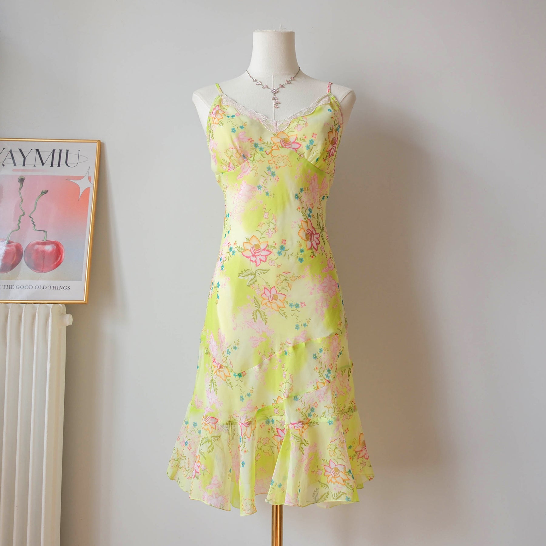 Vintage Summery Flowy Light Floral Slip Dress
