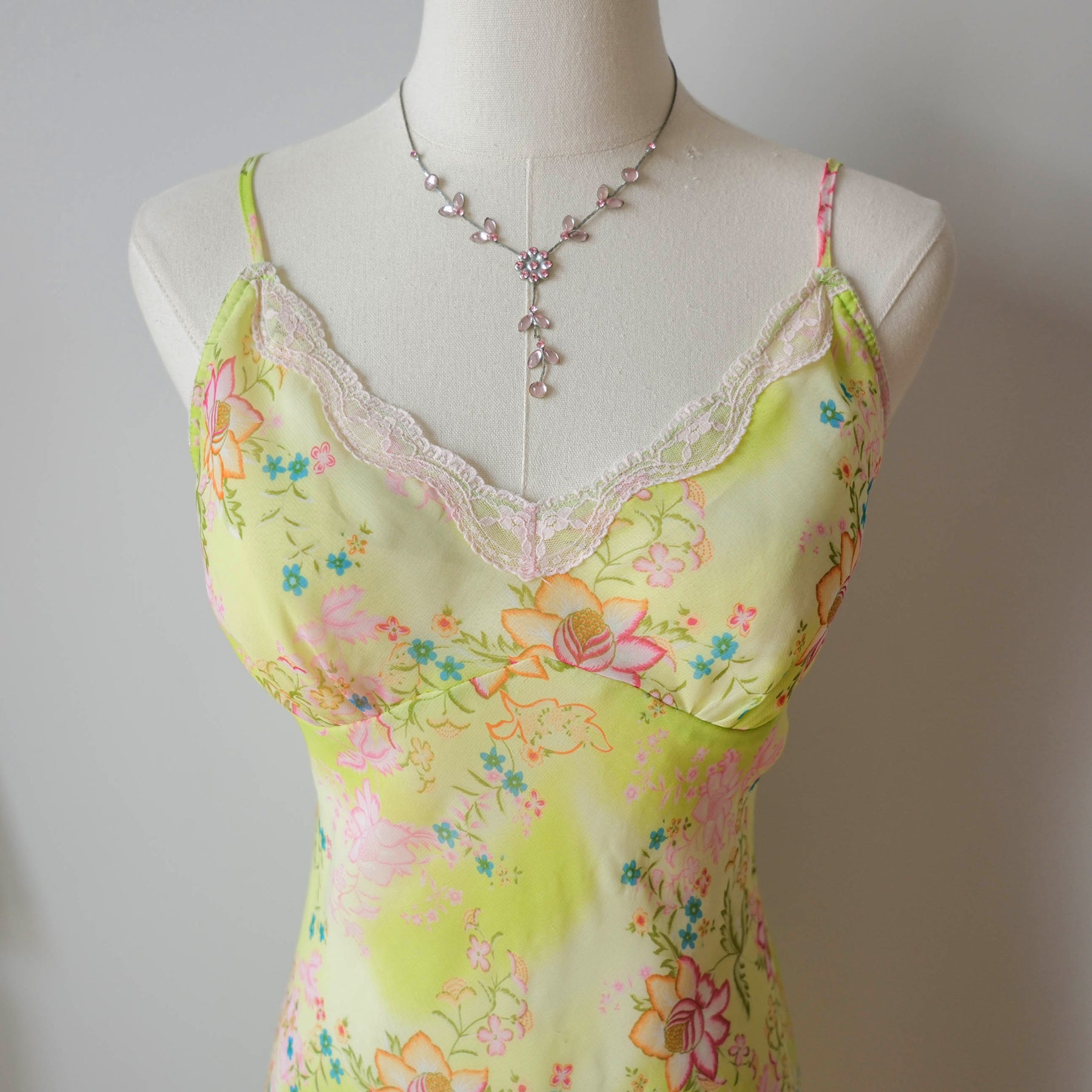 Vintage Summery Flowy Light Floral Slip Dress
