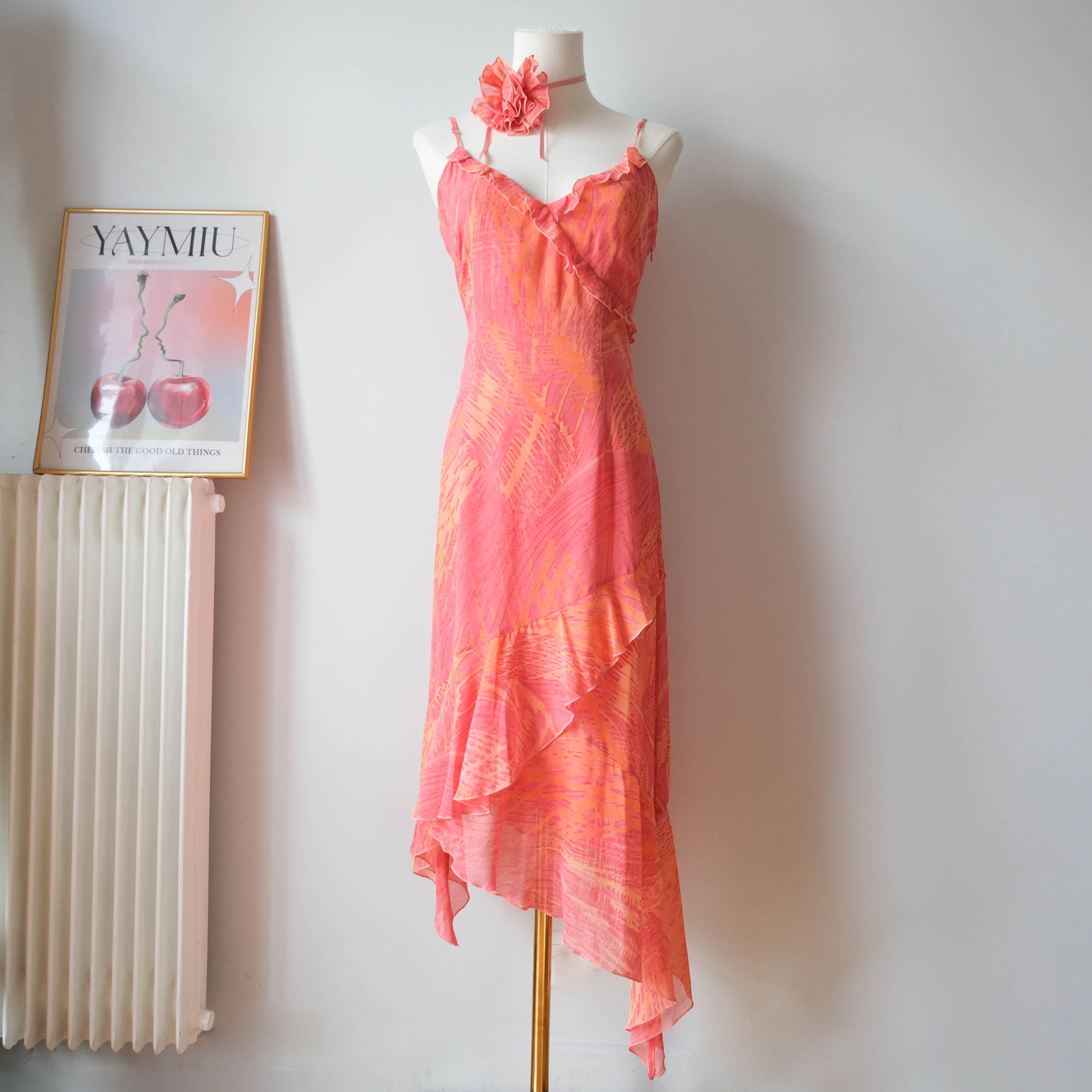 ESPRIT Vintage Asymmetrical Ruffled Midi Dress