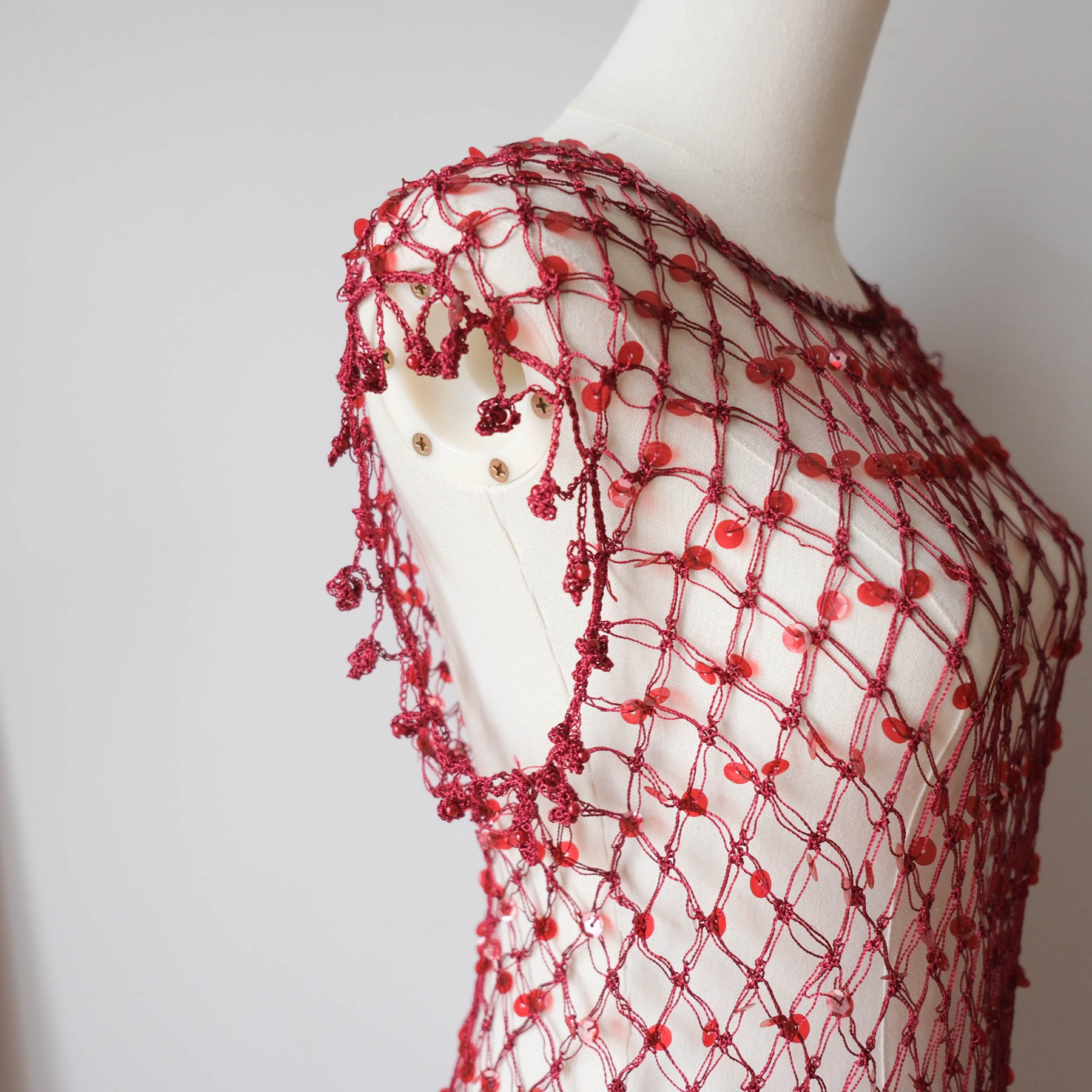 Vintage Beach Sequins Crochet Fishnet Dress