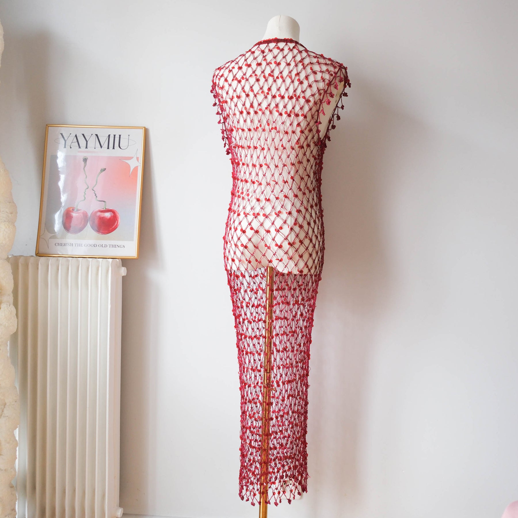 Vintage Beach Sequins Crochet Fishnet Dress