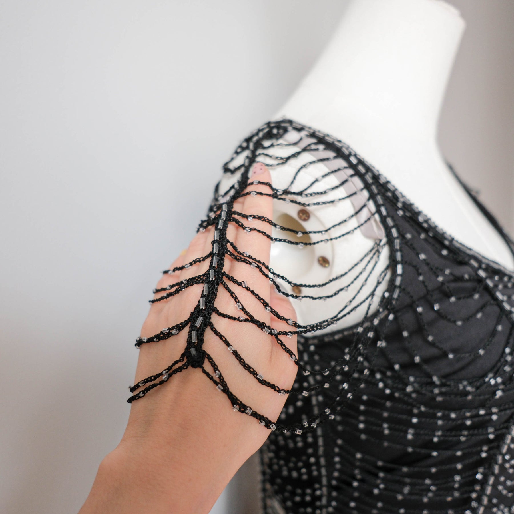 Vintage Glam Crochet Fishnet Sequins Top