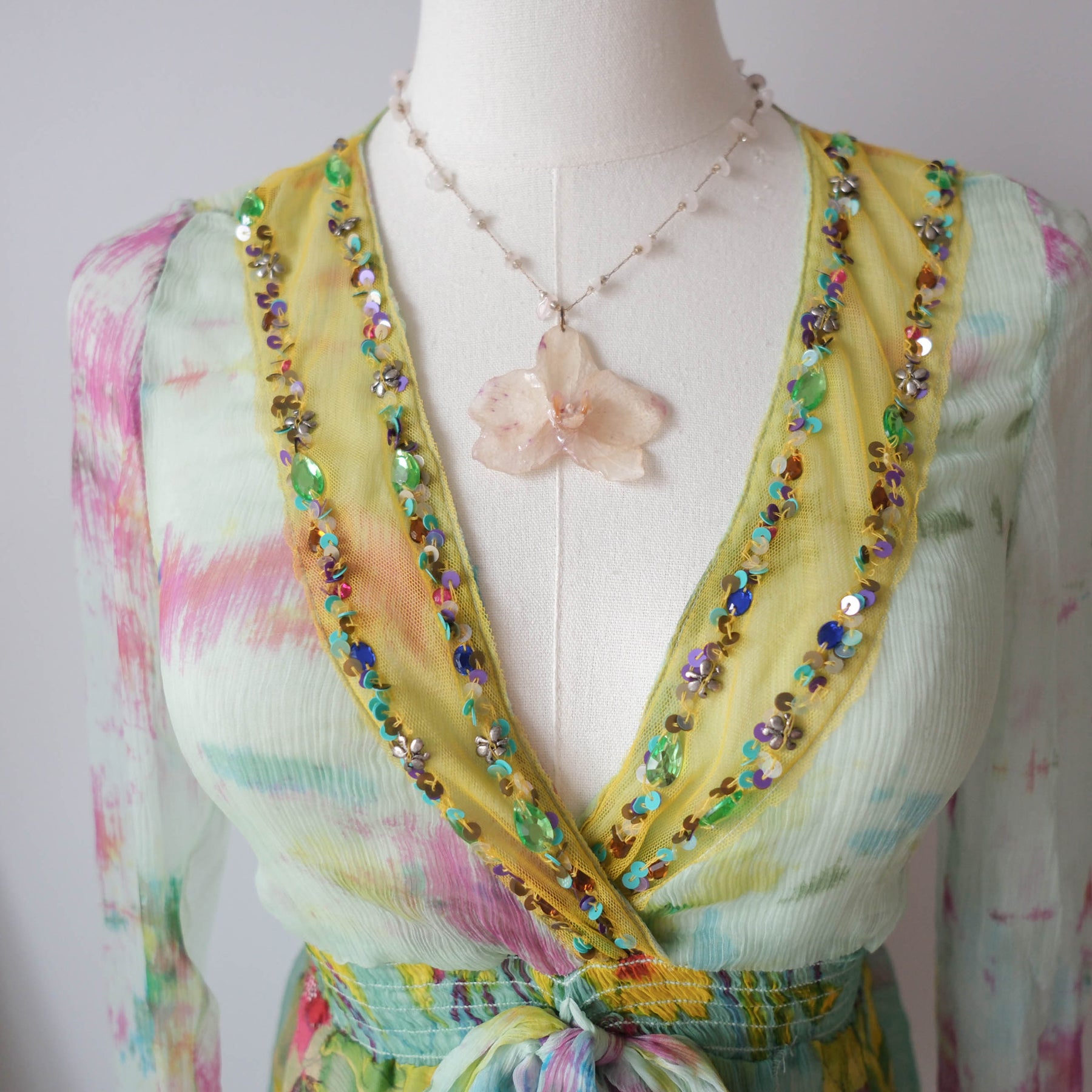 MORGAN Vintage Fairy Ethereal Embellished Sheer Blouse