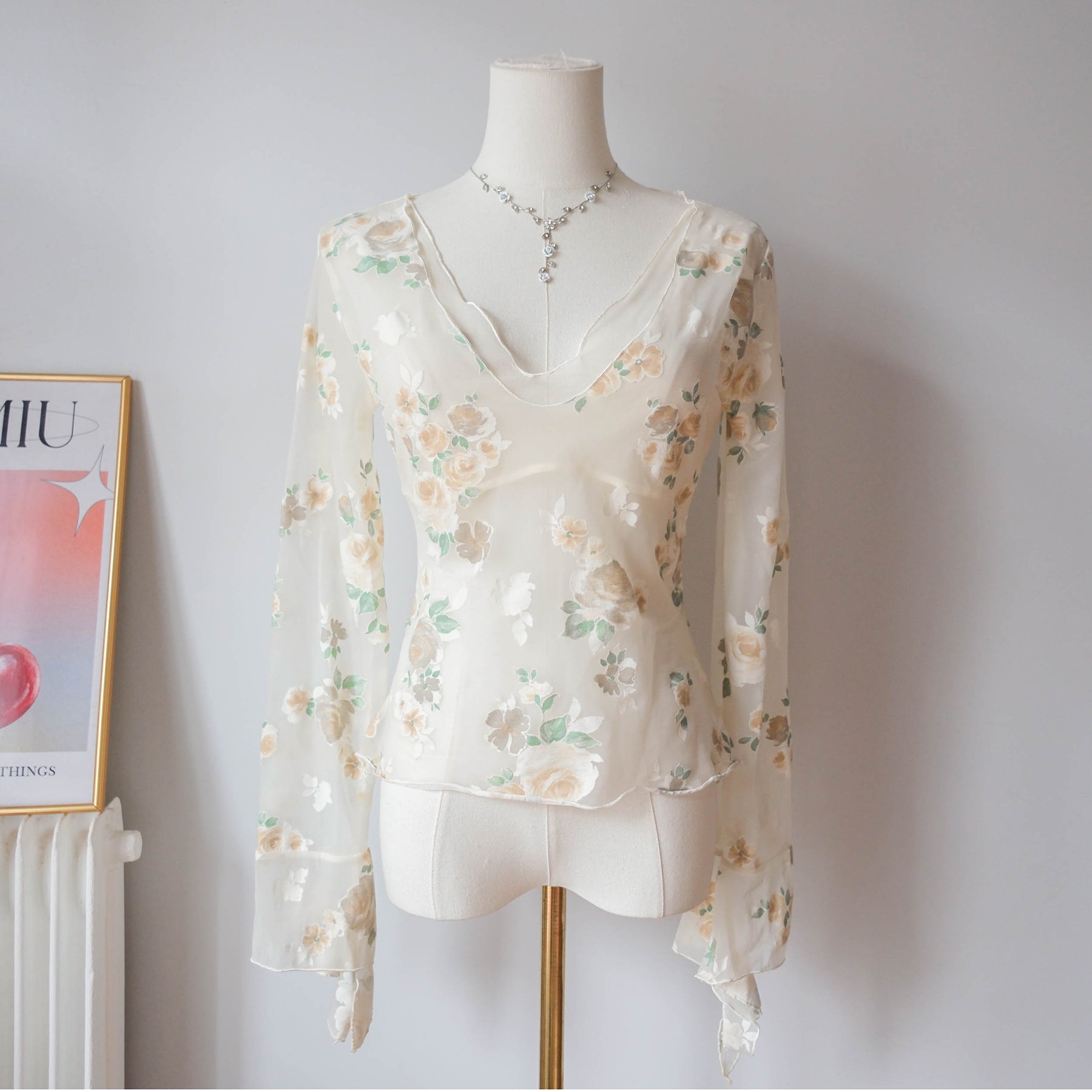 LA PERLA Vintage Italian Designer Floral Top
