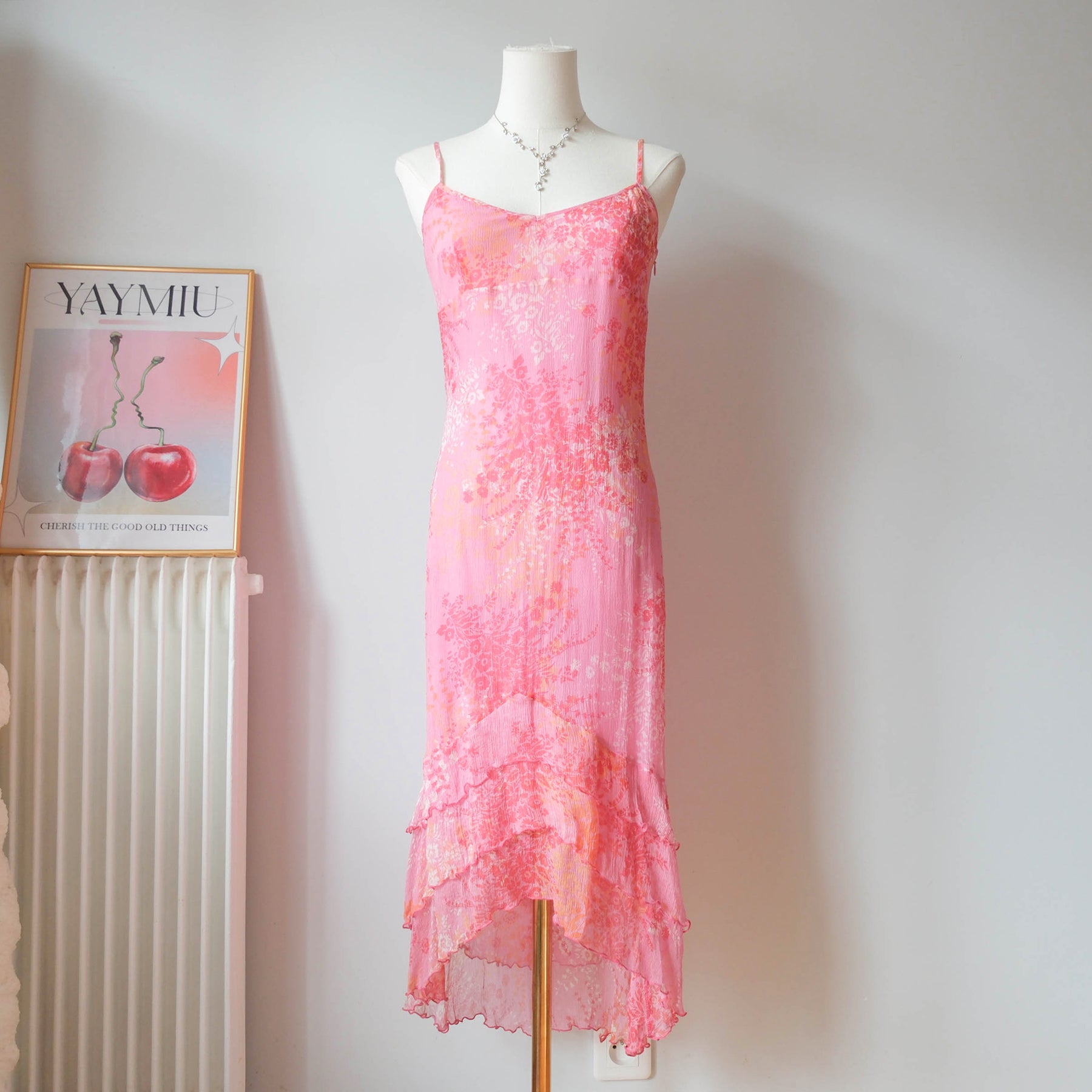 Vintage Silk Effortless Cami Midi Dress