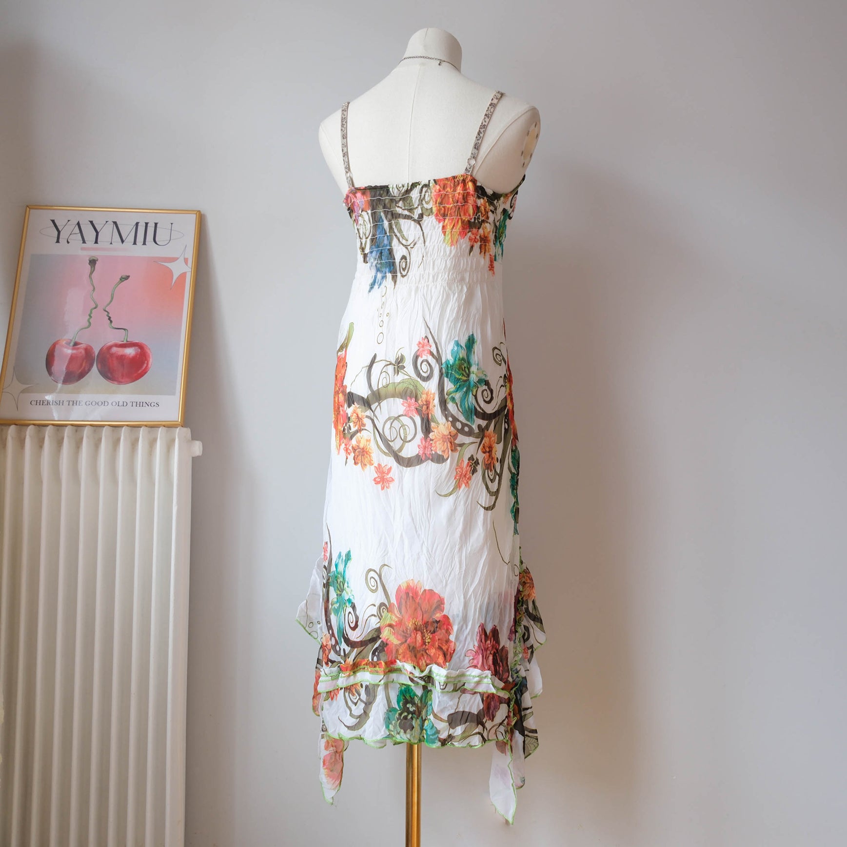 Vintage Summery Asymmetrical Floral Cami Dress