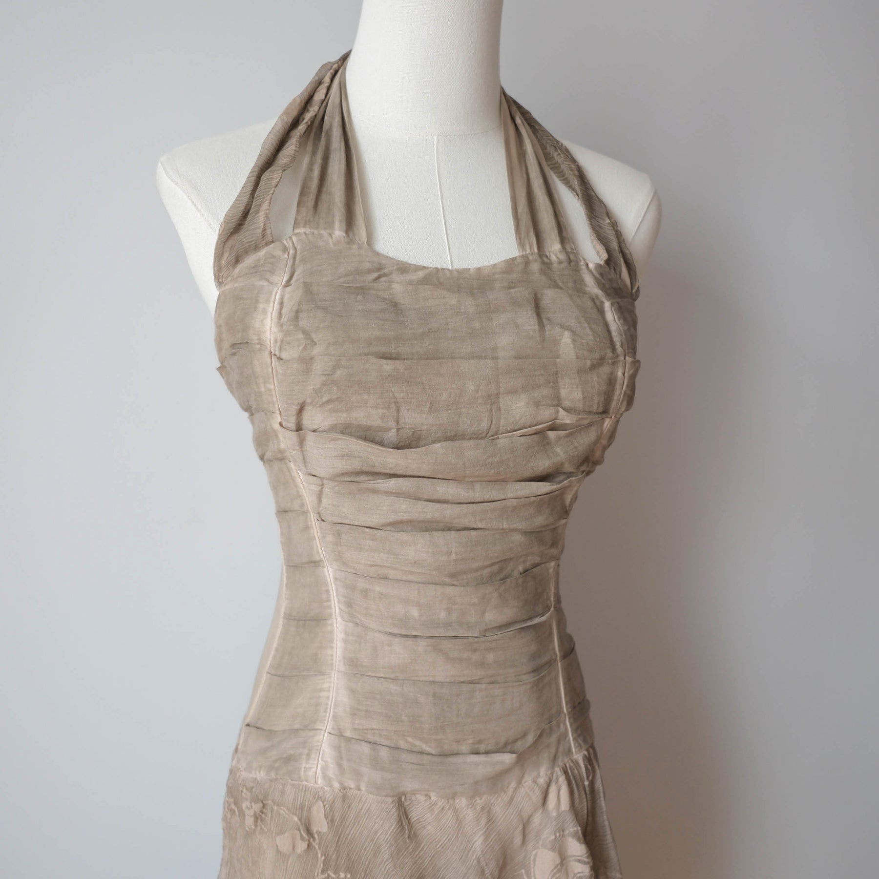 Vintage Grunge Boho Silk Halter Dress