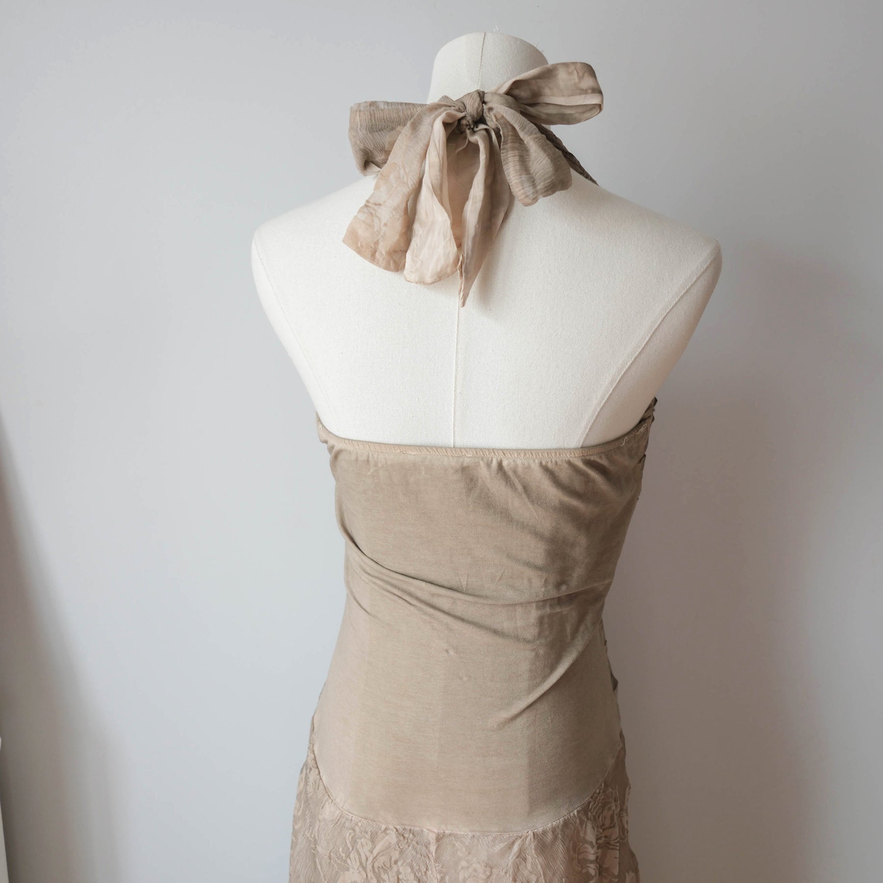 Vintage Grunge Boho Silk Halter Dress