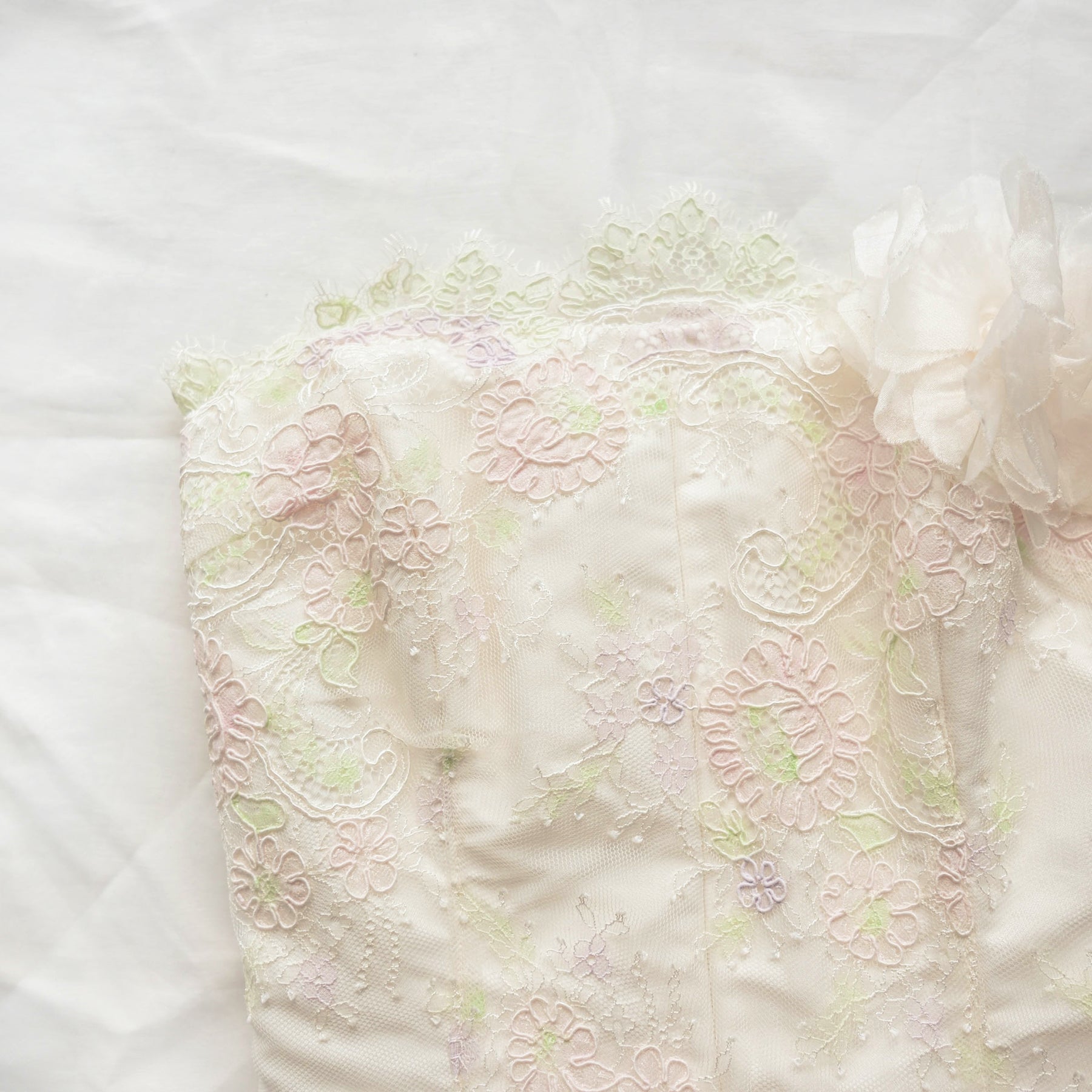 Vintage Floral Bustier Top with Lace Up Back