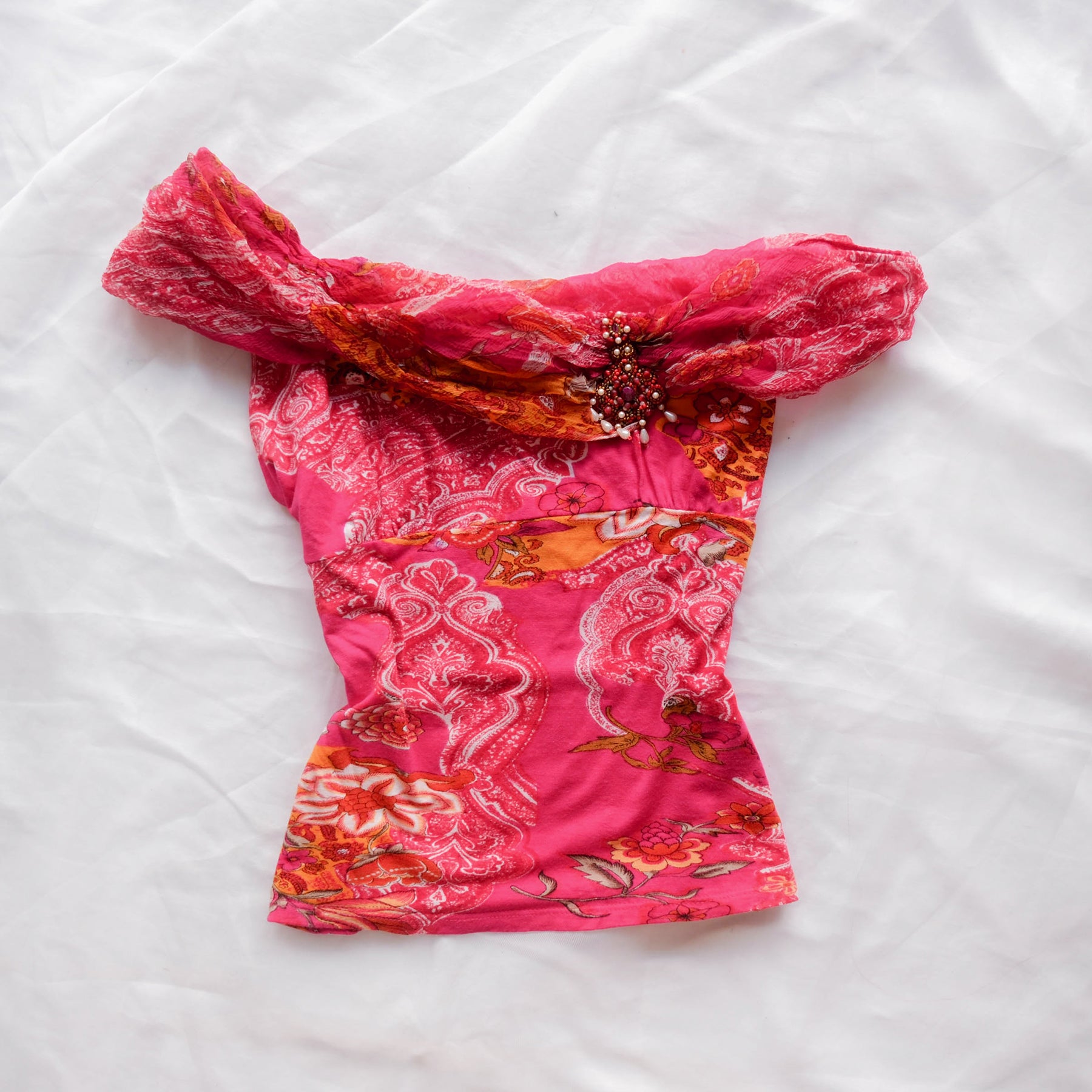 DERHY Vintage Rare Beaded Off Shoulder Crop Top