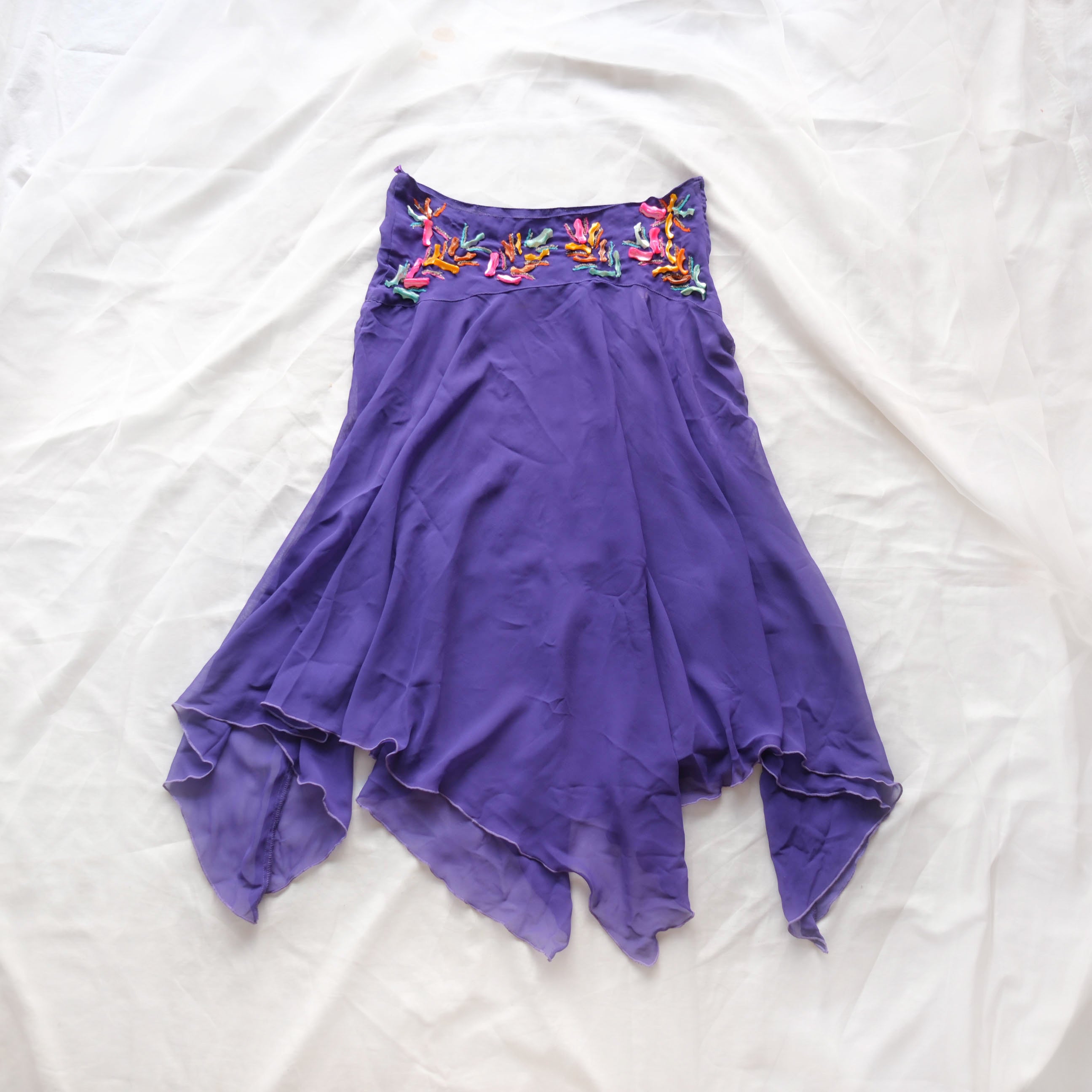 Vintage Pearl Asymmetrical Midi Skirt