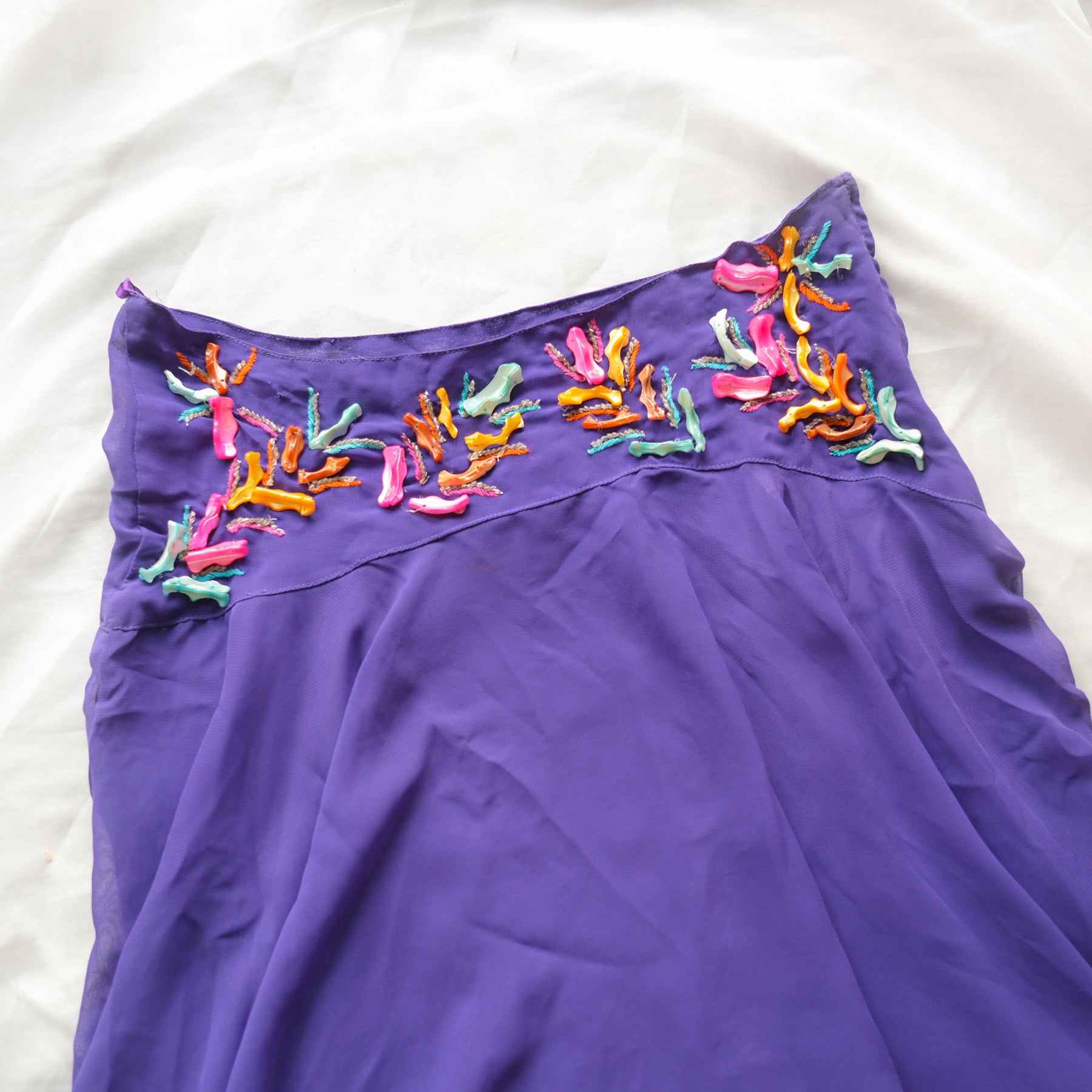 Vintage Pearl Asymmetrical Midi Skirt