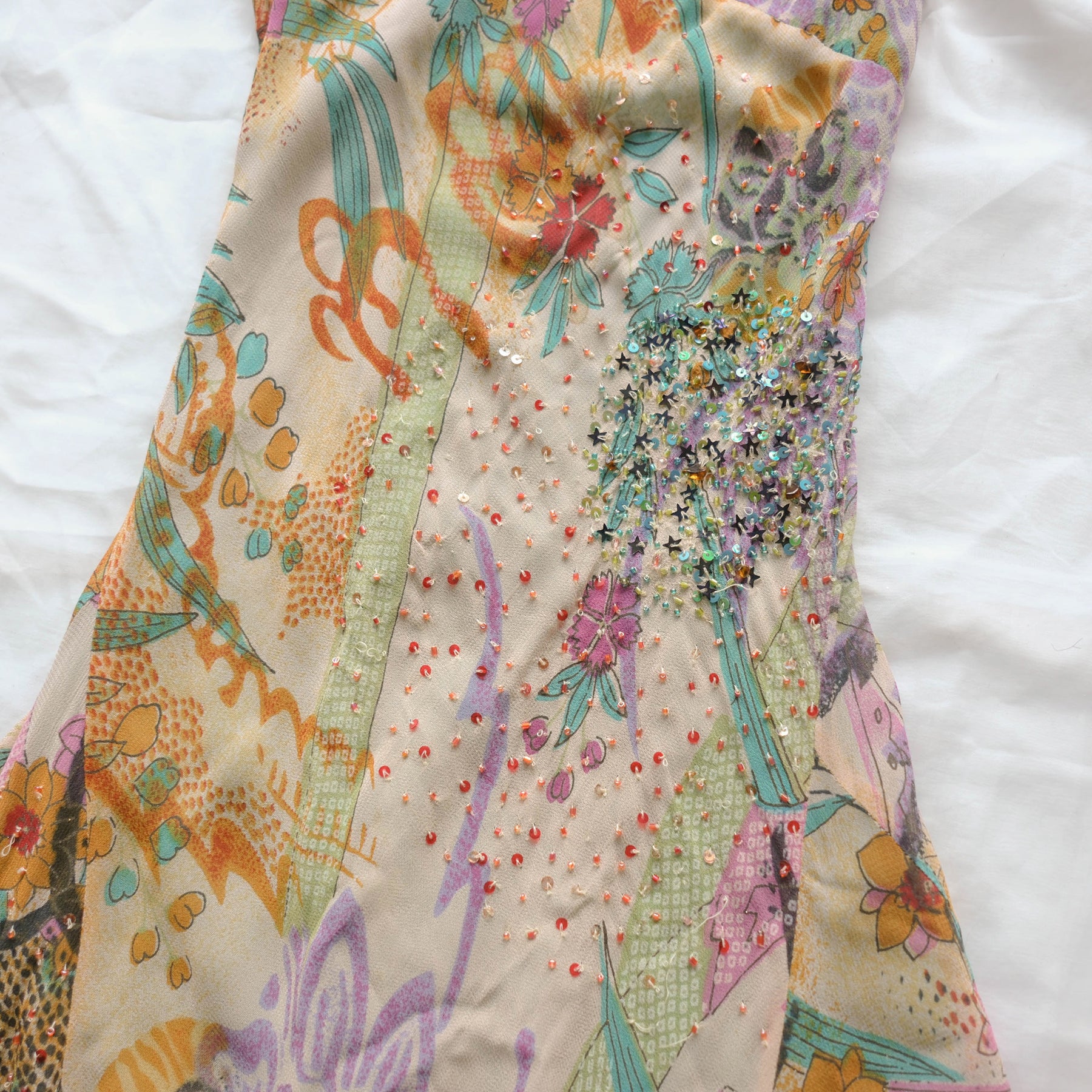 Vintage Sequins Embellishment Midi Dress