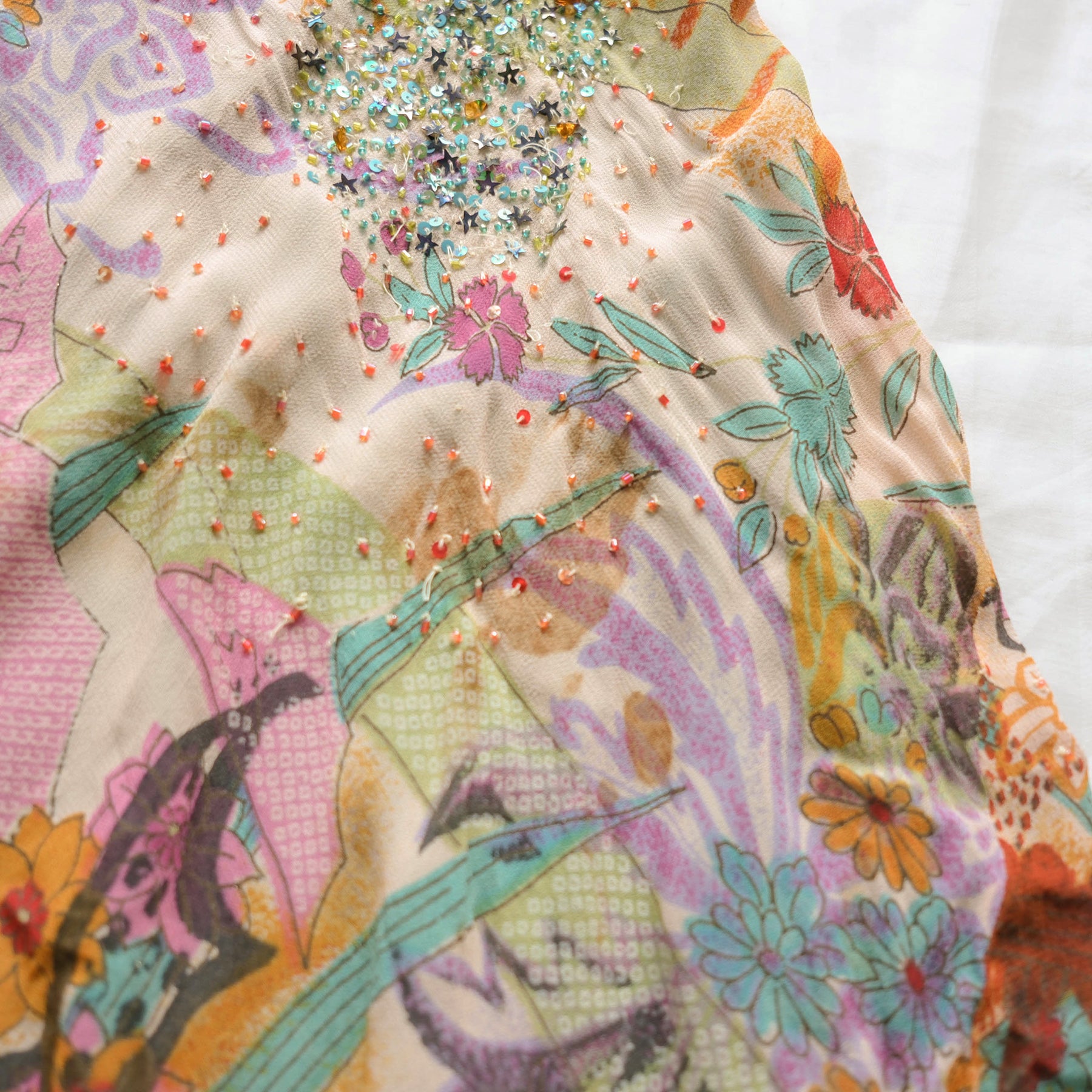 Vintage Sequins Embellishment Midi Dress
