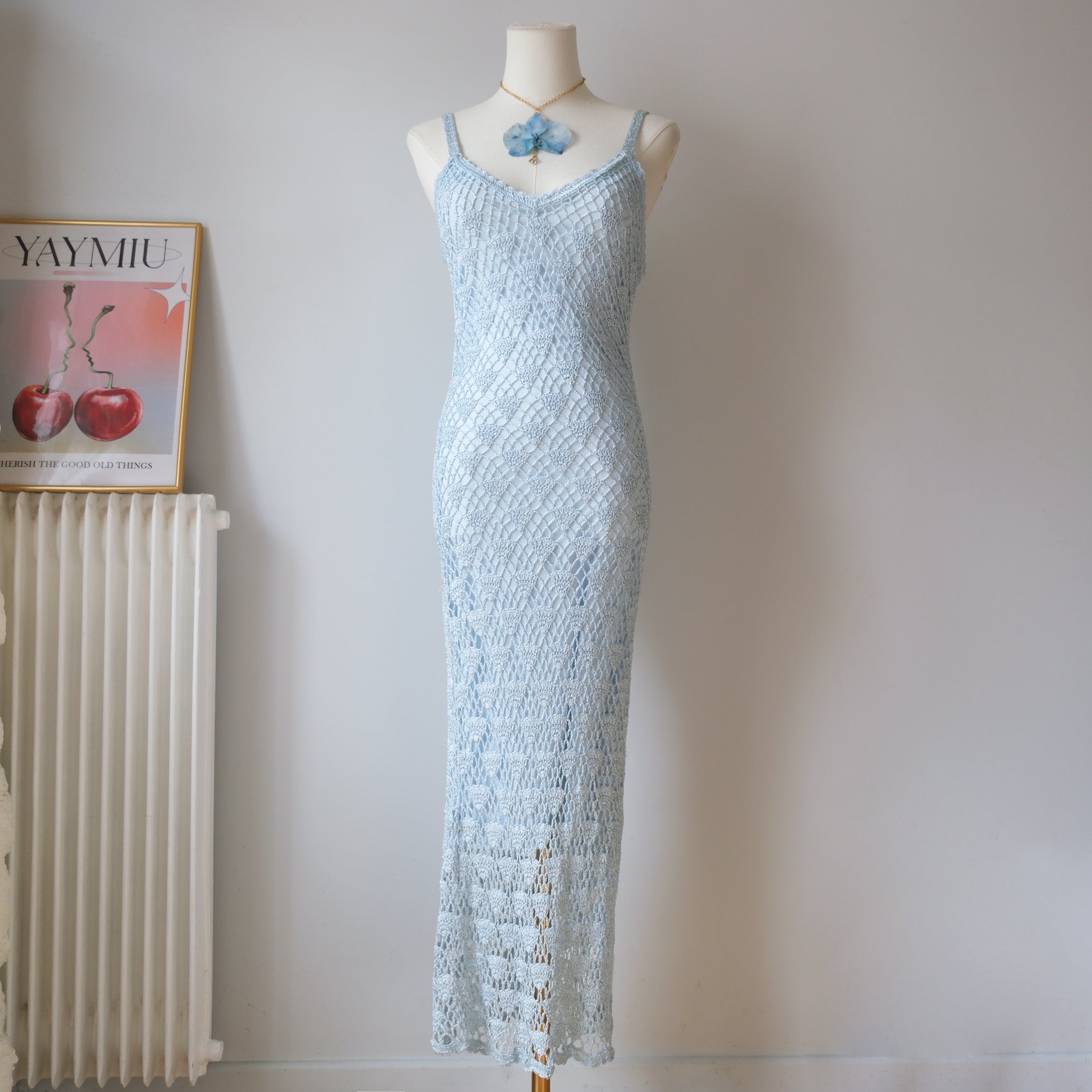 Vintage Elegant Shiny Crochet Dress