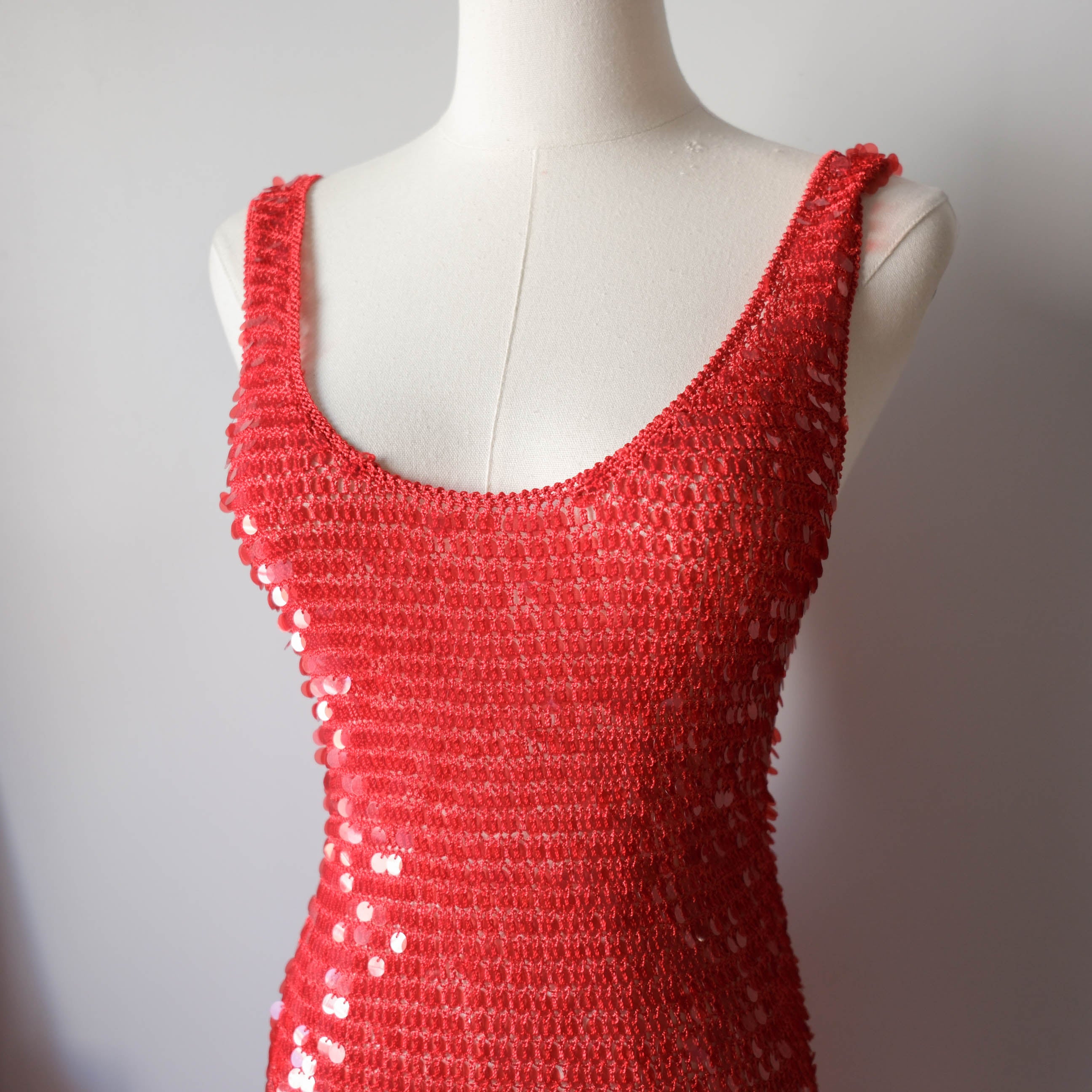 Vintage Party Sequins Crochet Midi Dress