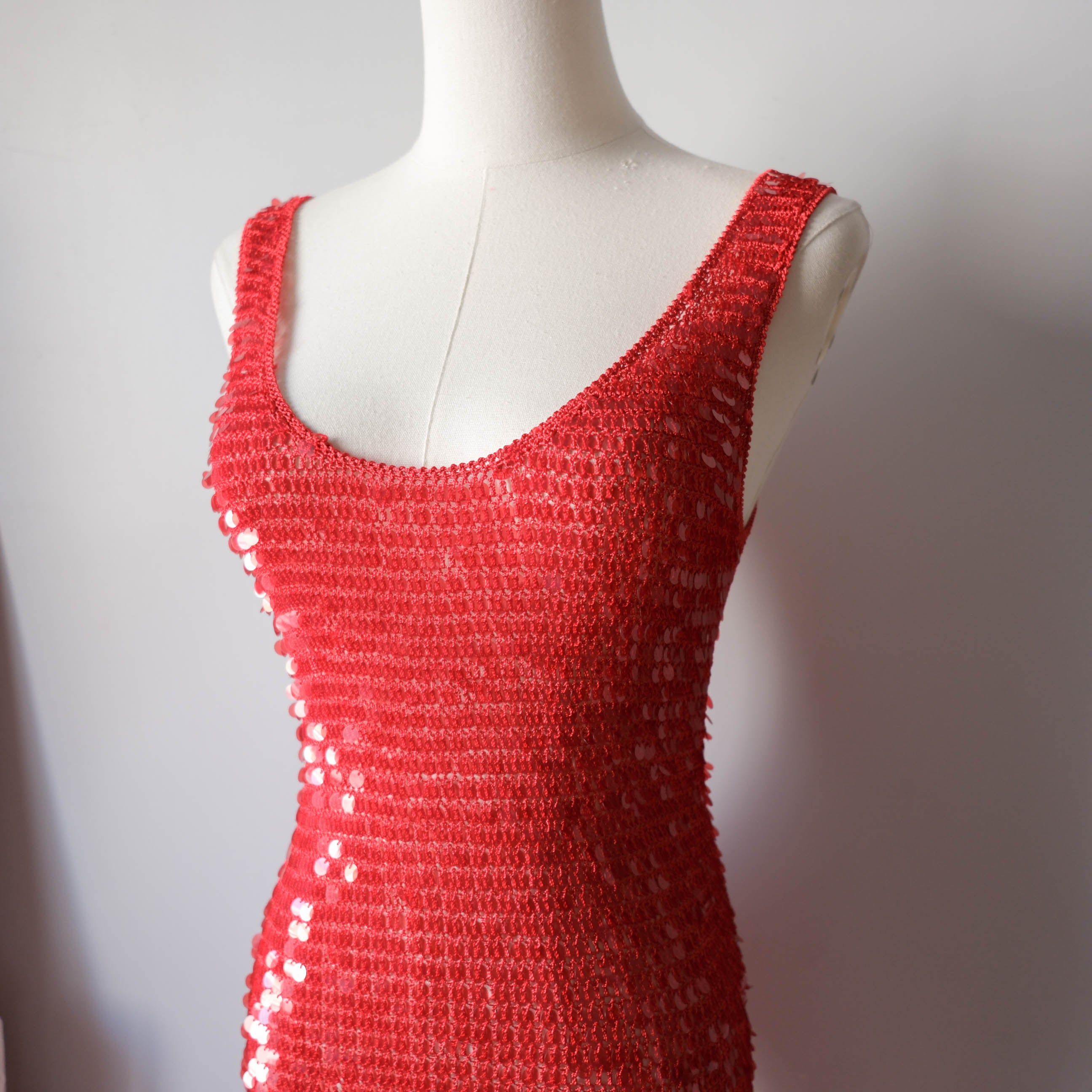Vintage Party Sequins Crochet Midi Dress