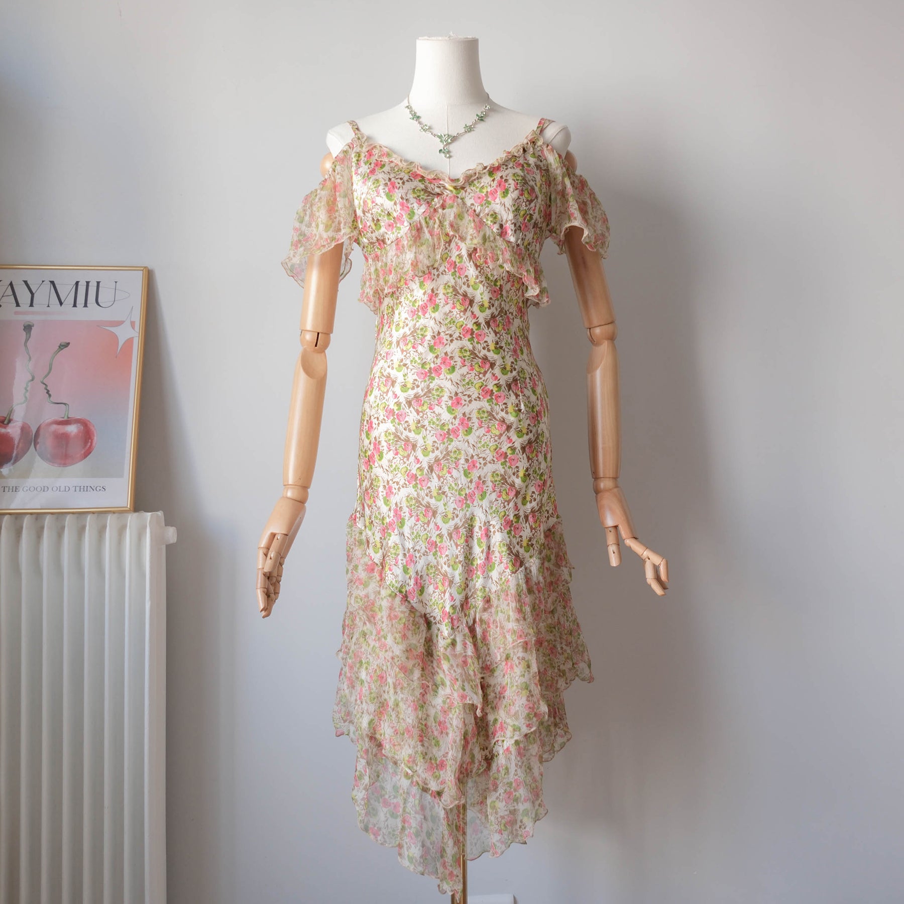 Vintage Fairy Cottage Silk Floral Liberty Dress