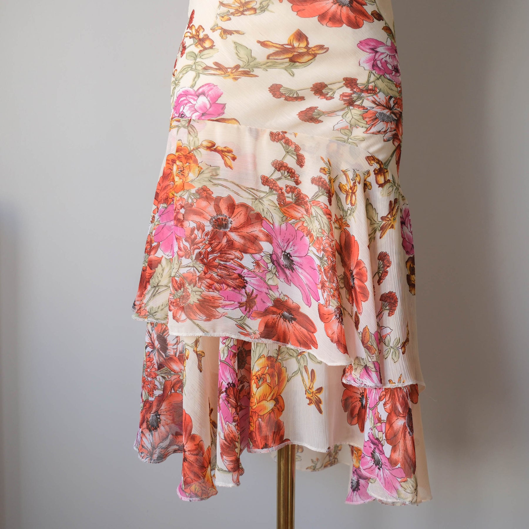 Vintage Summery Floral Cowl Neck Dress