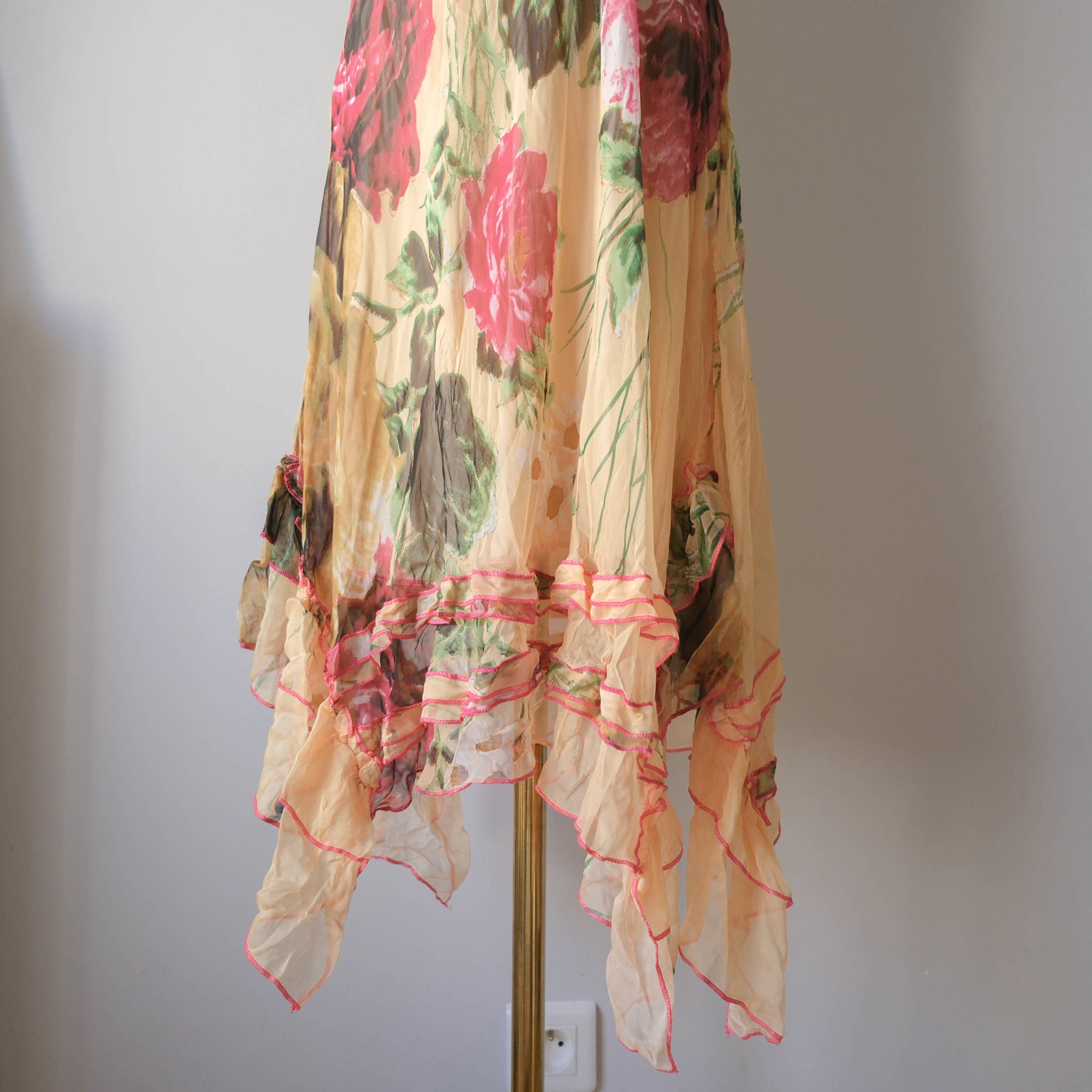 Vintage Summery Asymmetrical Floral Cami Dress