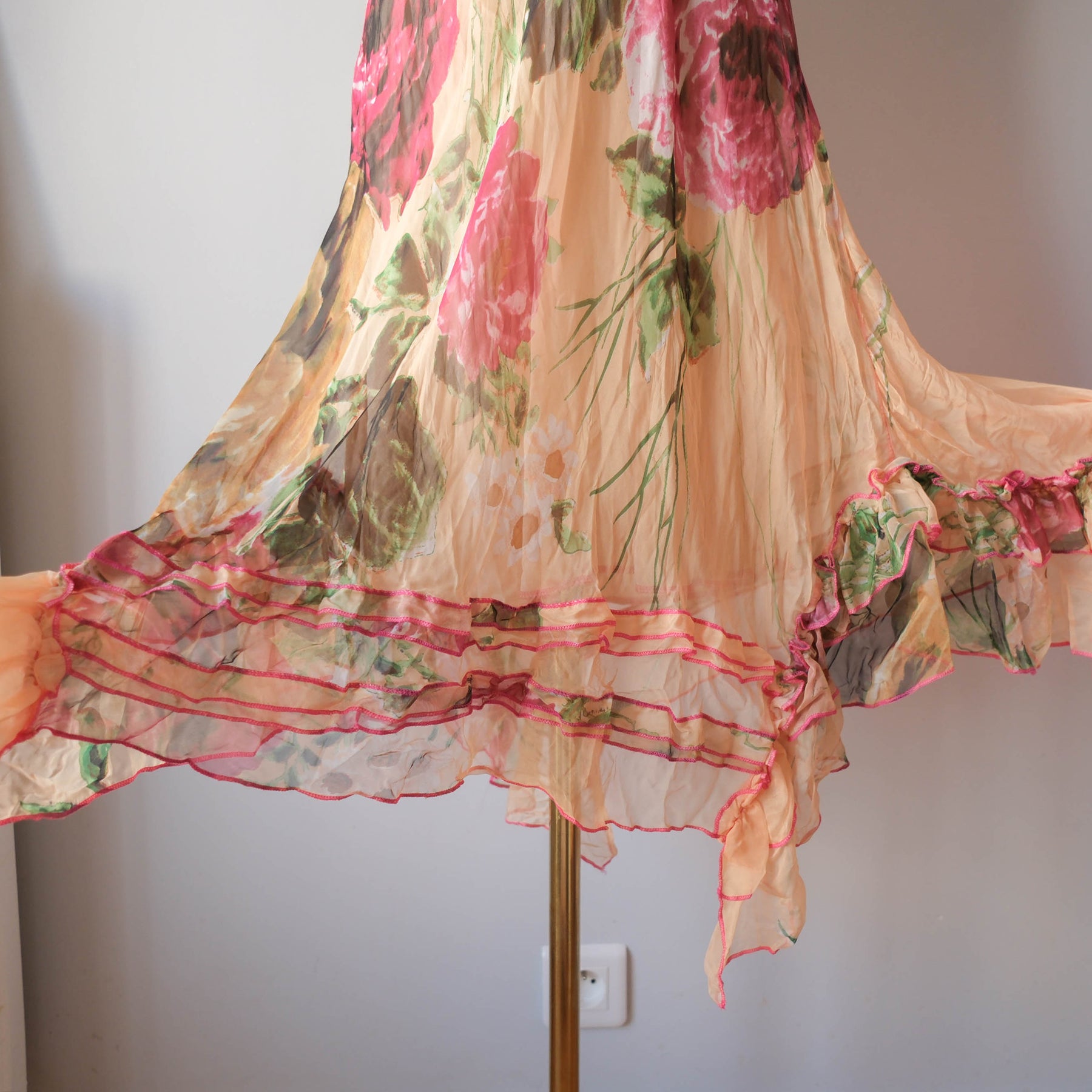 Vintage Summery Asymmetrical Floral Cami Dress