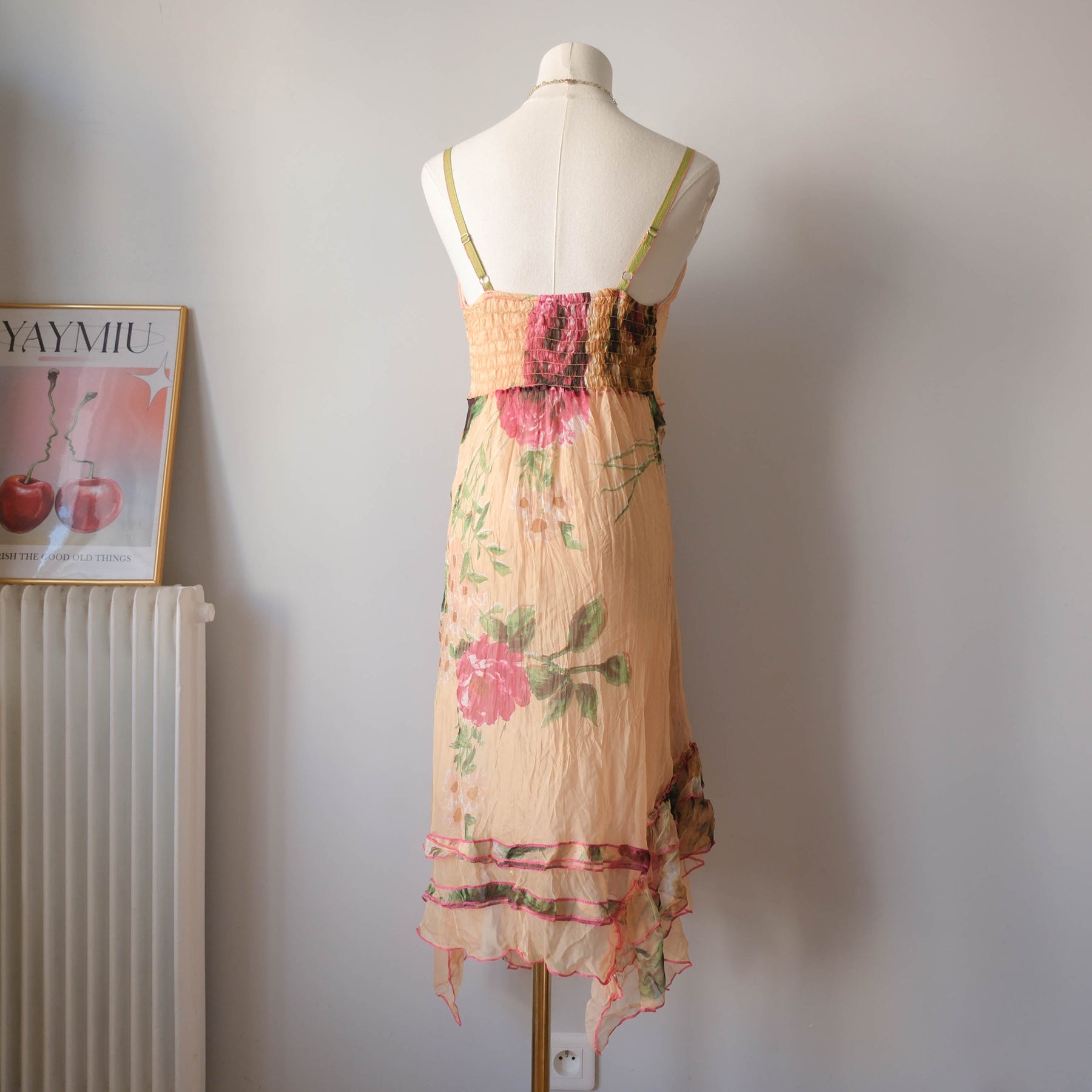 Vintage Summery Asymmetrical Floral Cami Dress