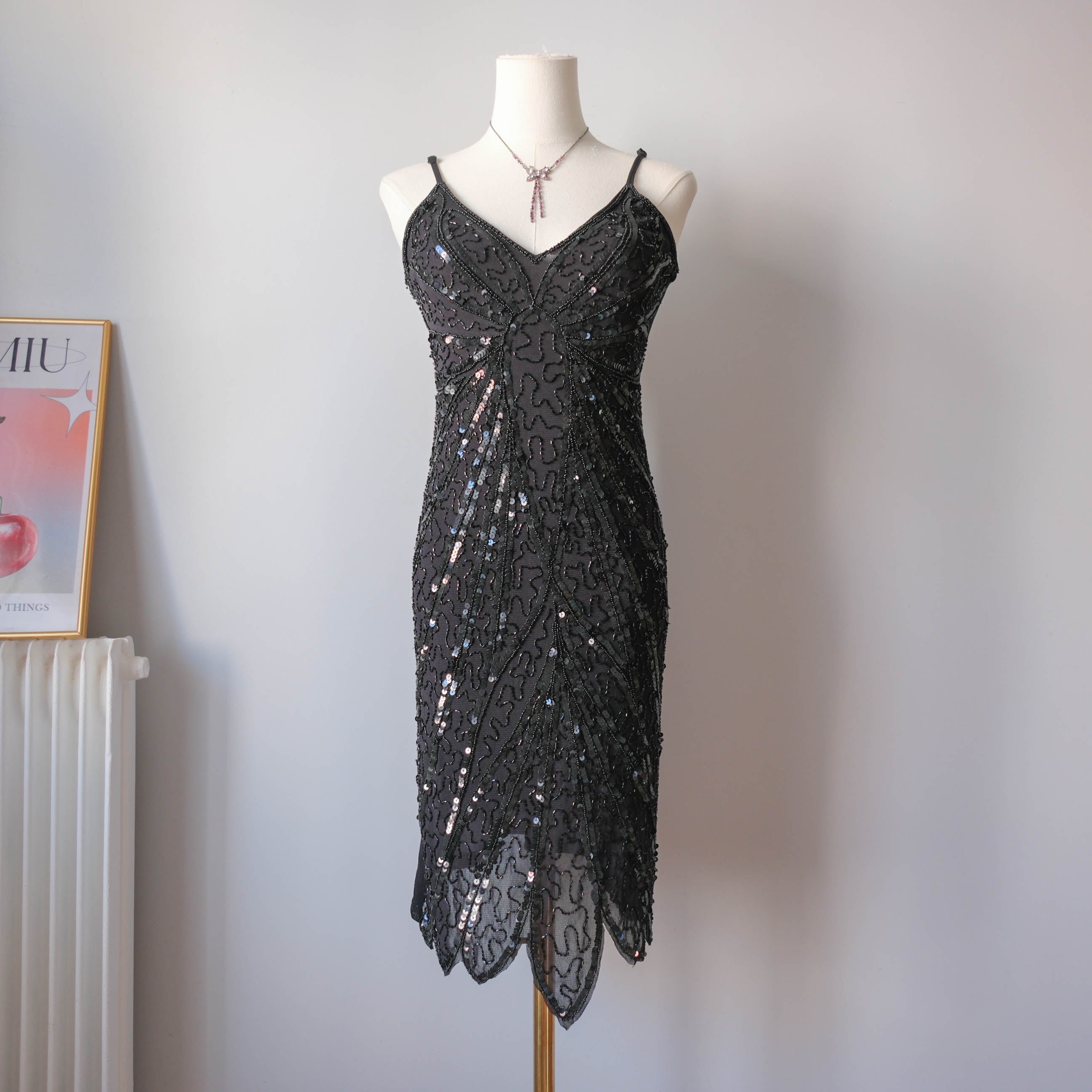 Vintage Party Beaded Mesh Dress