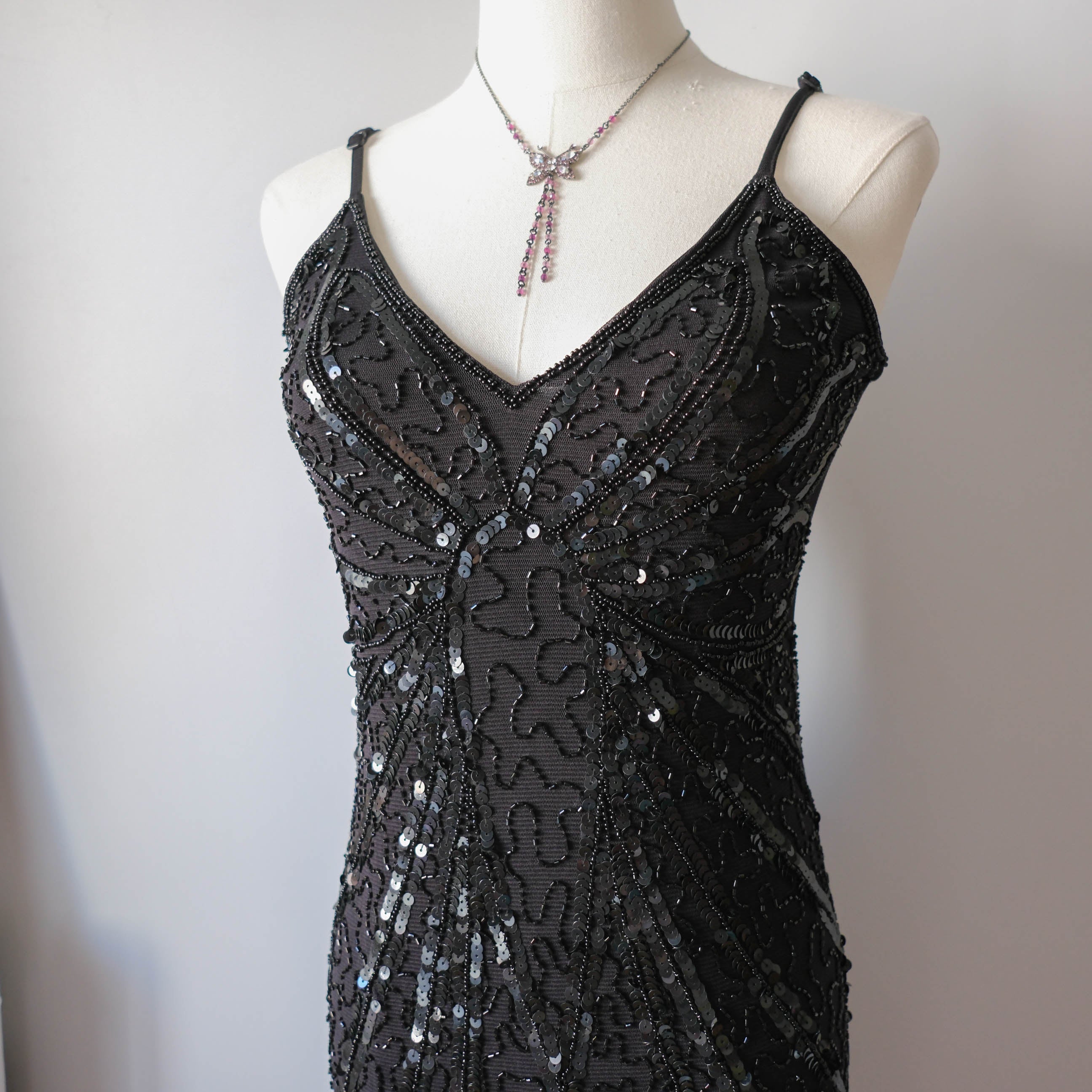 Vintage Party Beaded Mesh Dress