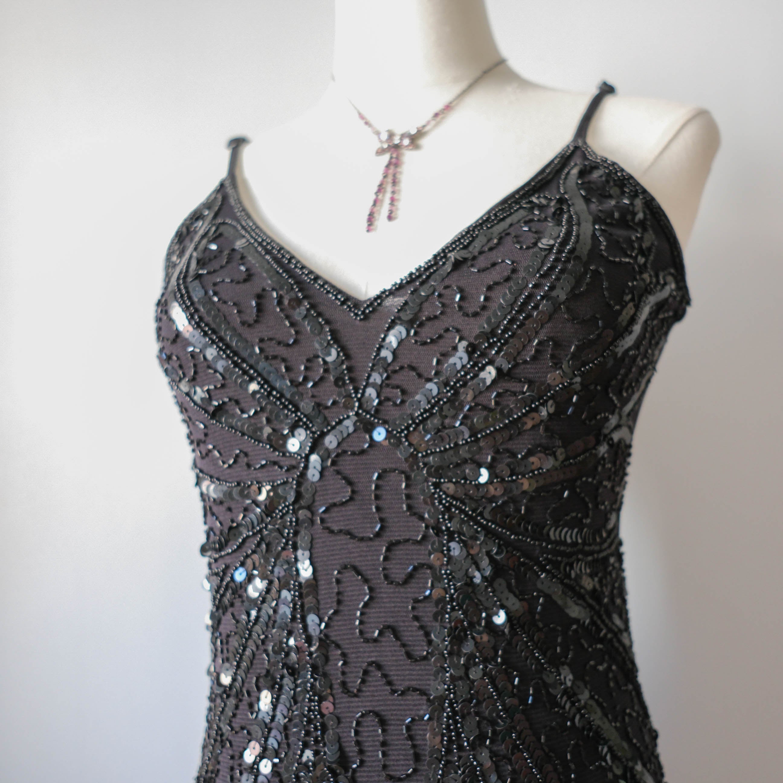 Vintage Party Beaded Mesh Dress