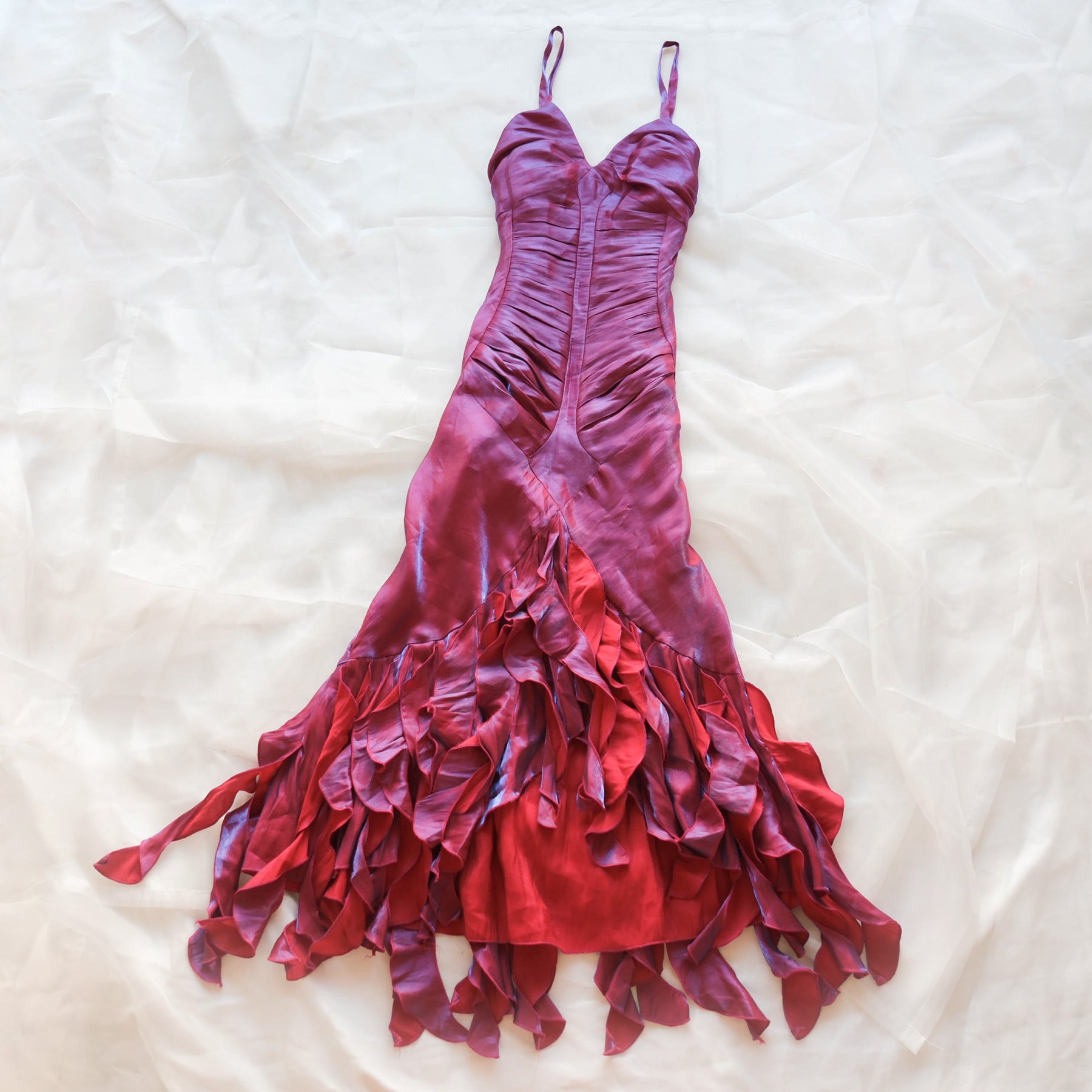 Vintage Fairy Grunge Shiny Ruffled Gown