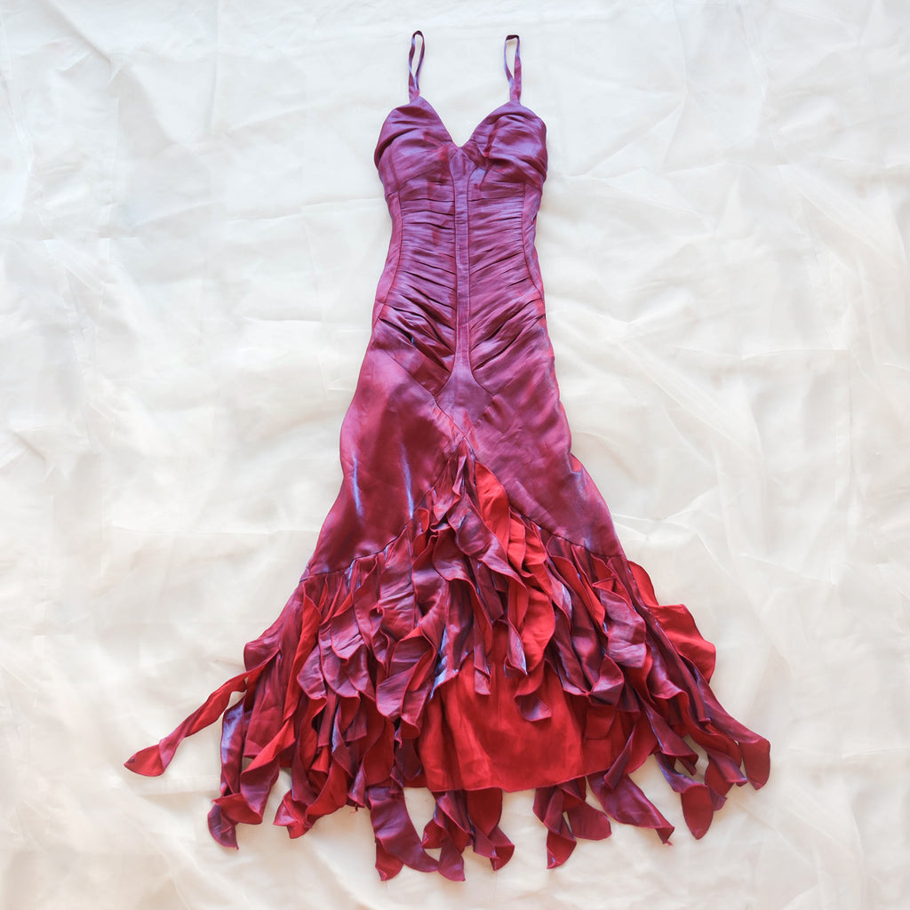 Vintage Fairy Grunge Shiny Ruffled Gown